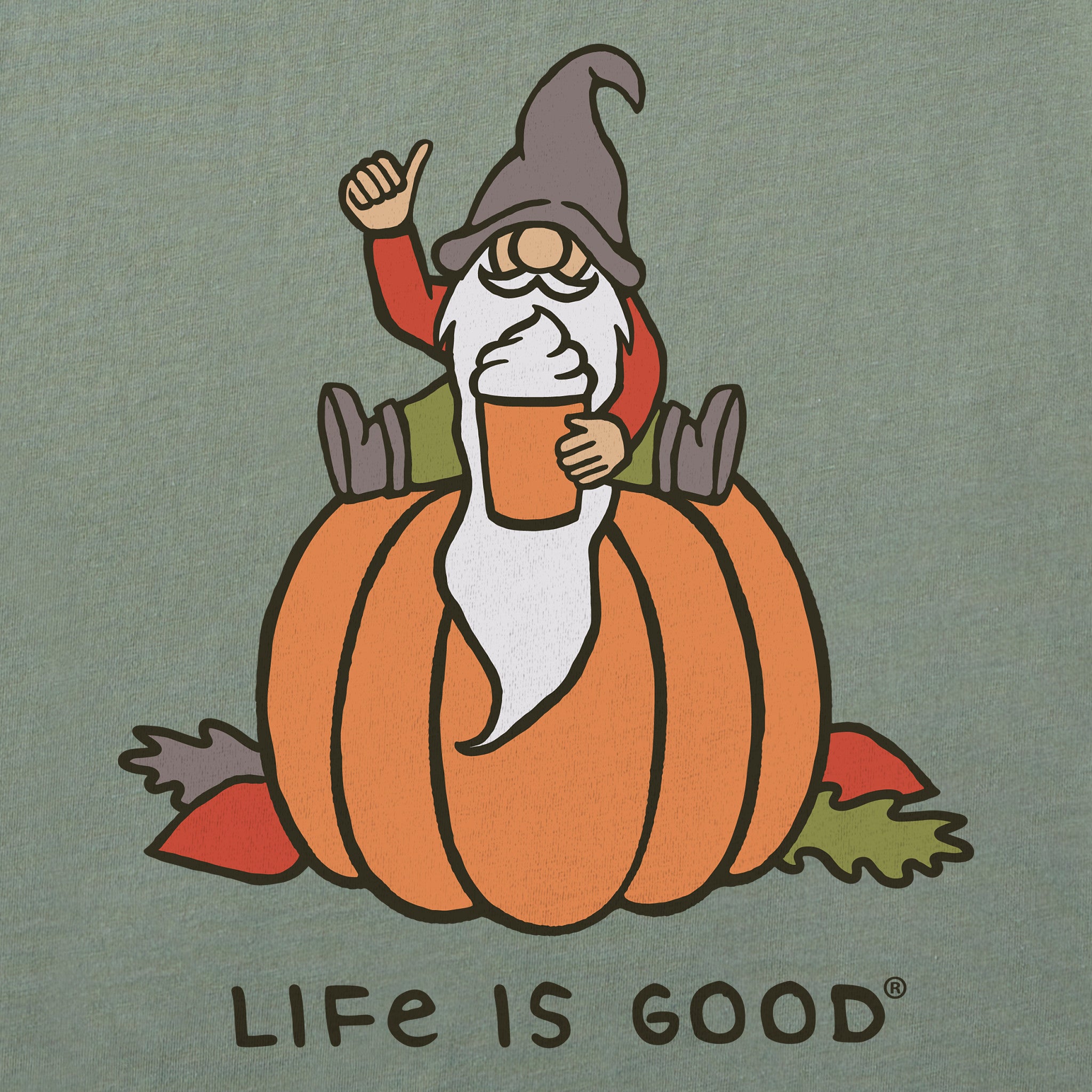 Women's Gnome Pumpkin Long Sleeve Crusher Vee | Shop Life is Good