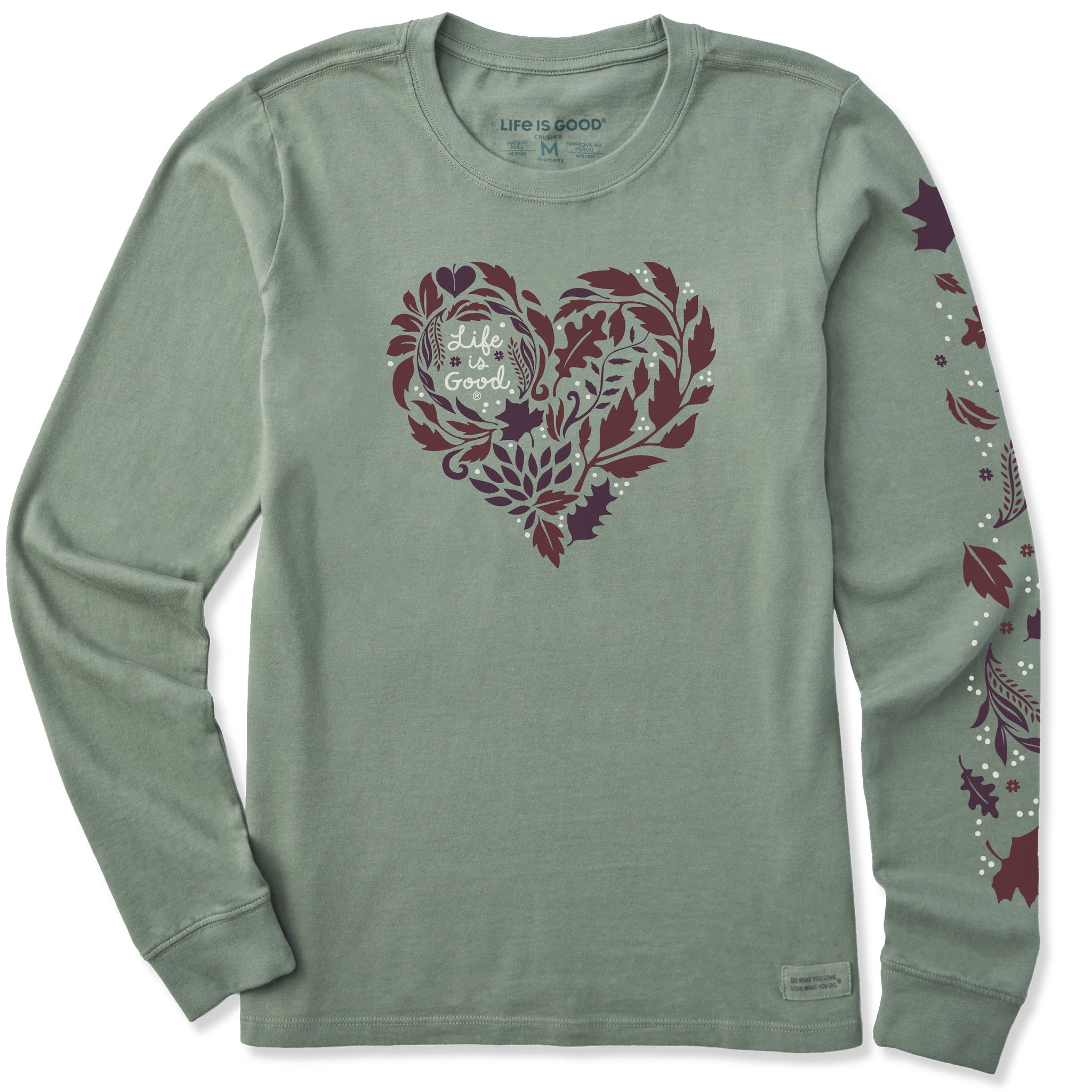 Women's Fall Leafy Heart Long Sleeve Crusher Tee | Shop Life is Good