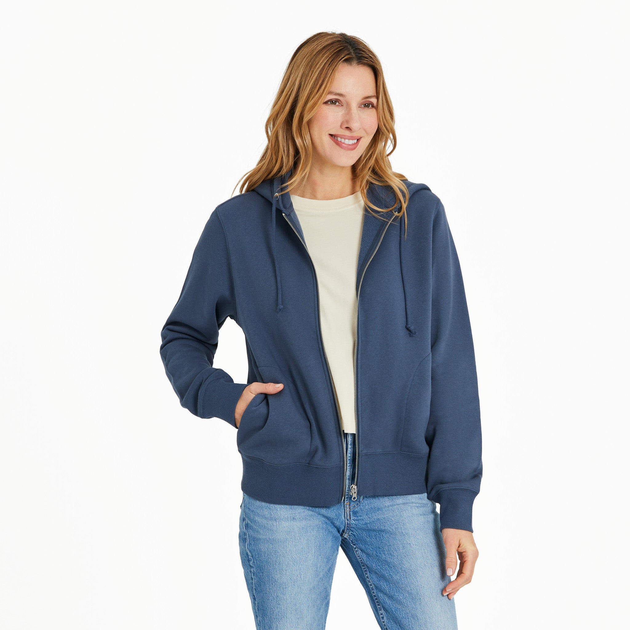 Product image for "Women's Solid Good Vibes Fleece Zip Hoodie" ||135319_1