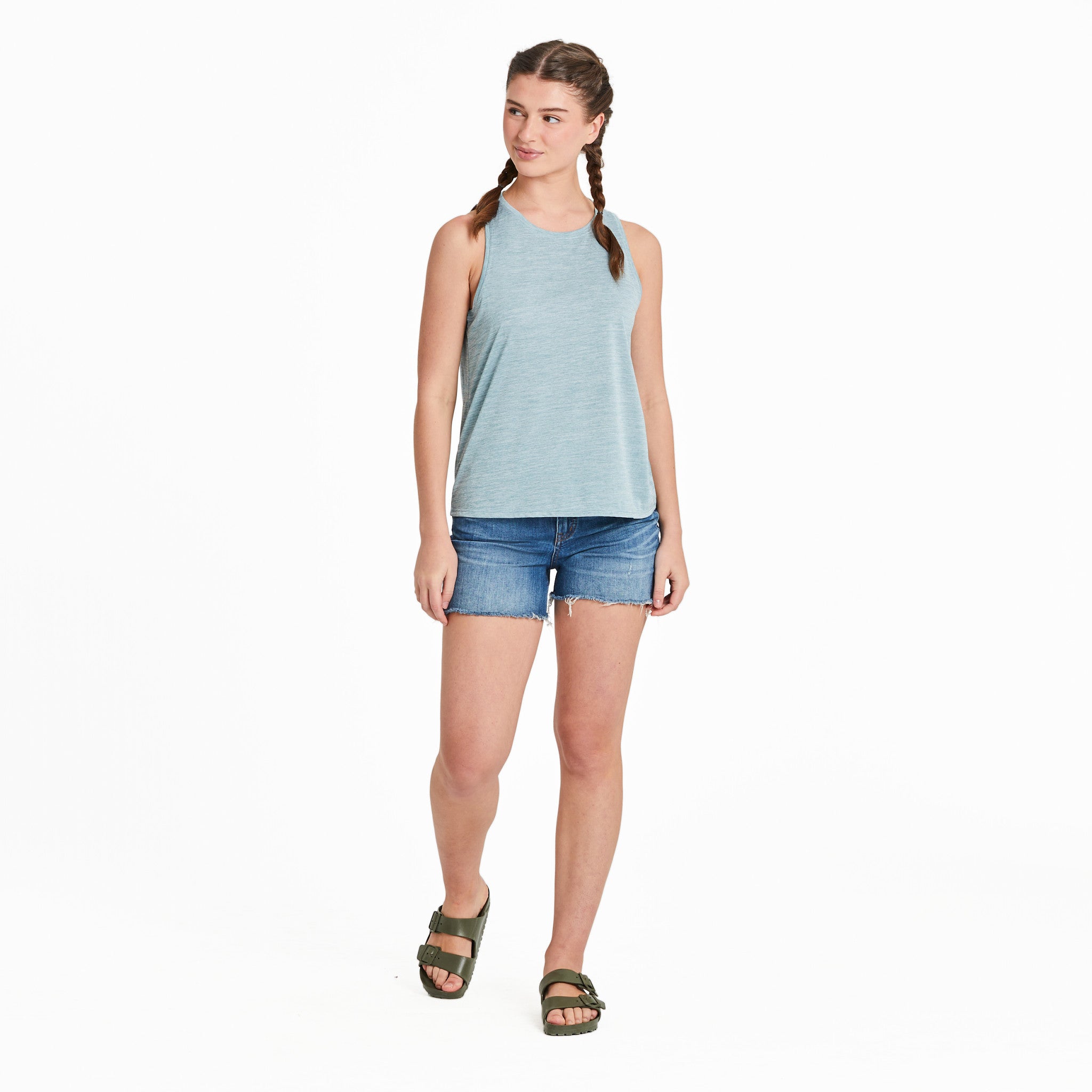 Women's 'Sunshine & Coffee' Graphic Tank Top - Light Blue Sleeveless Casual Tee, Size XL - View #6