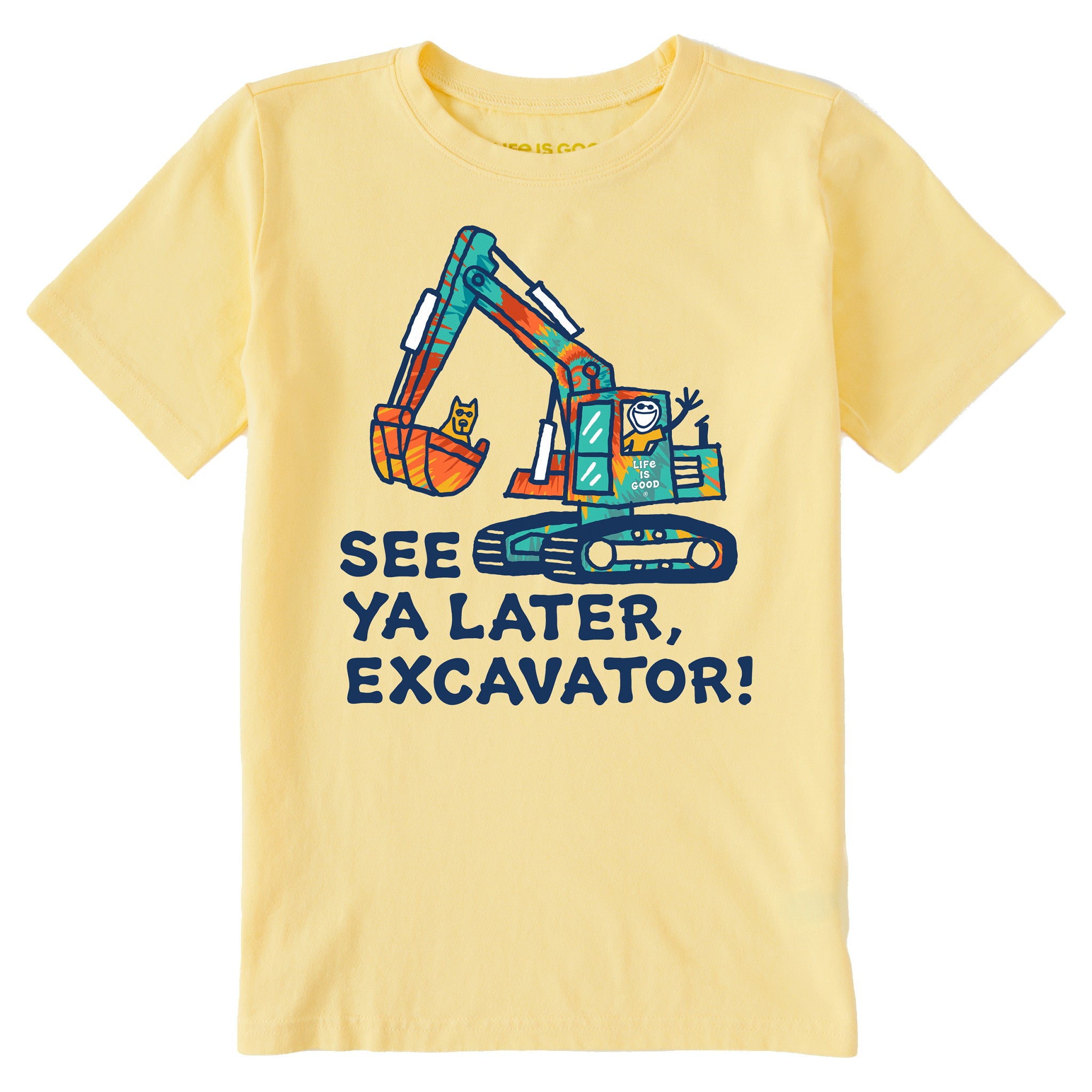 Kids Tie Dye See You Later Excavator Short Sleeve Crusher
