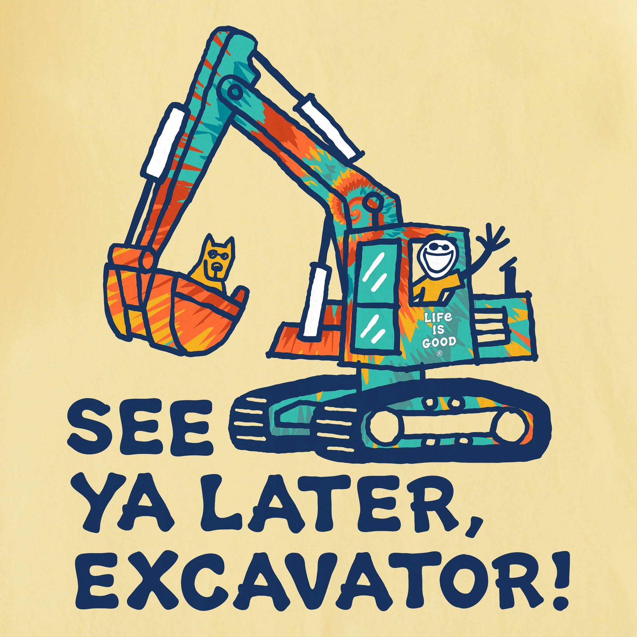 Kids Tie Dye See You Later Excavator Short Sleeve Crusher Tee