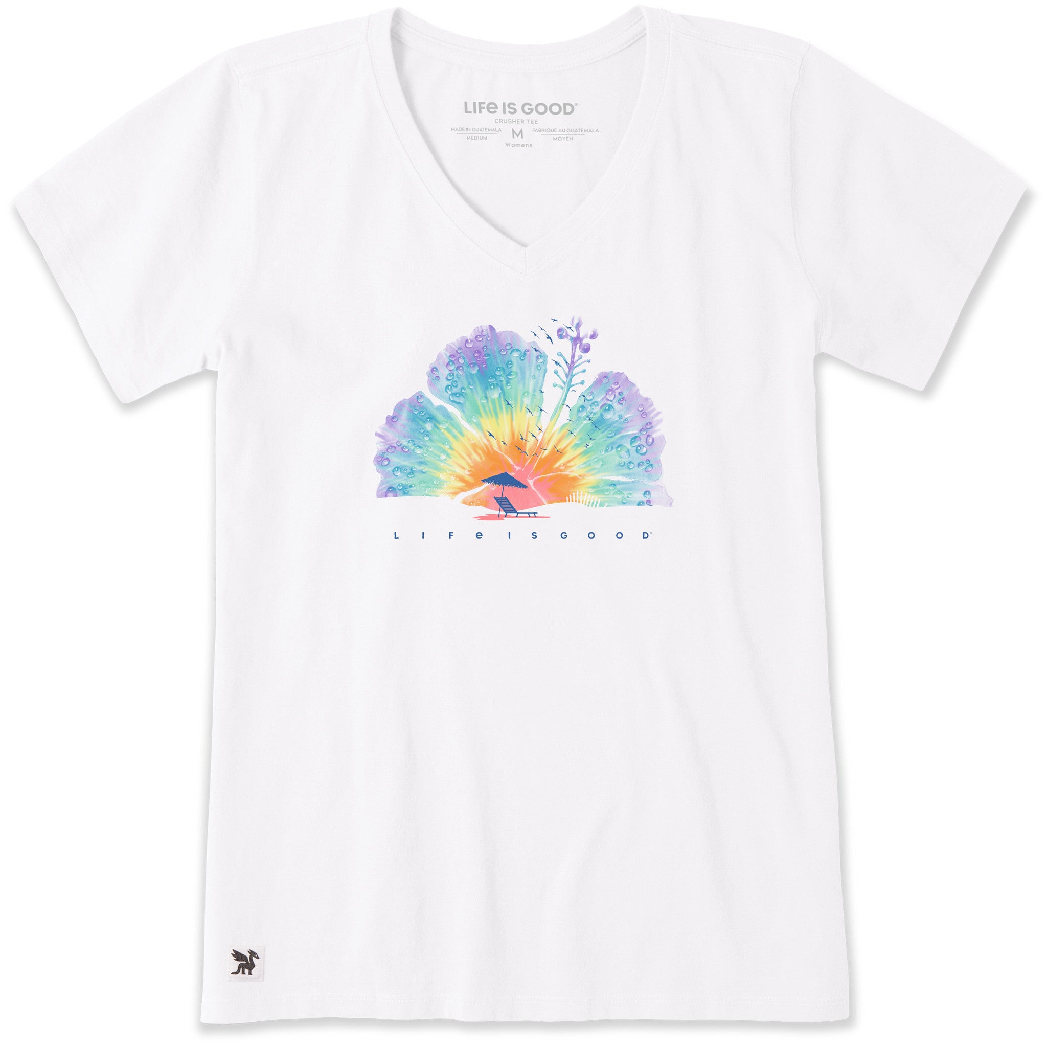 Women's Tie Dye Hibiscus beach Short Sleeve Vee | Shop Life is Good