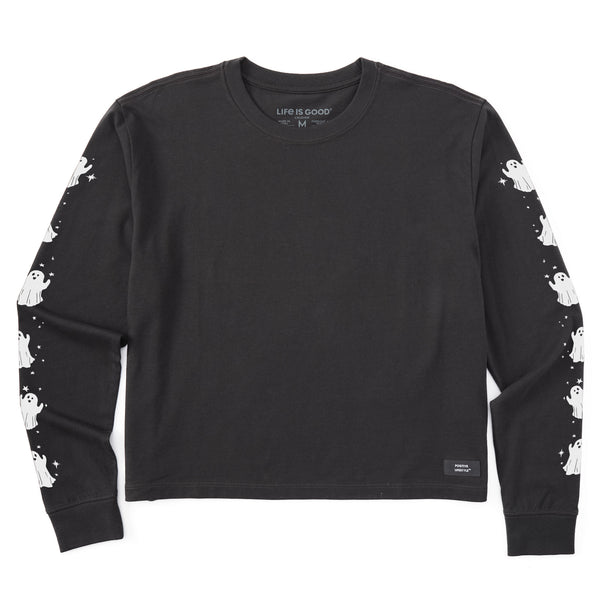 Women's Sparkly Ghosts Long Sleeve Crusher Boxy Tee | Shop Life is