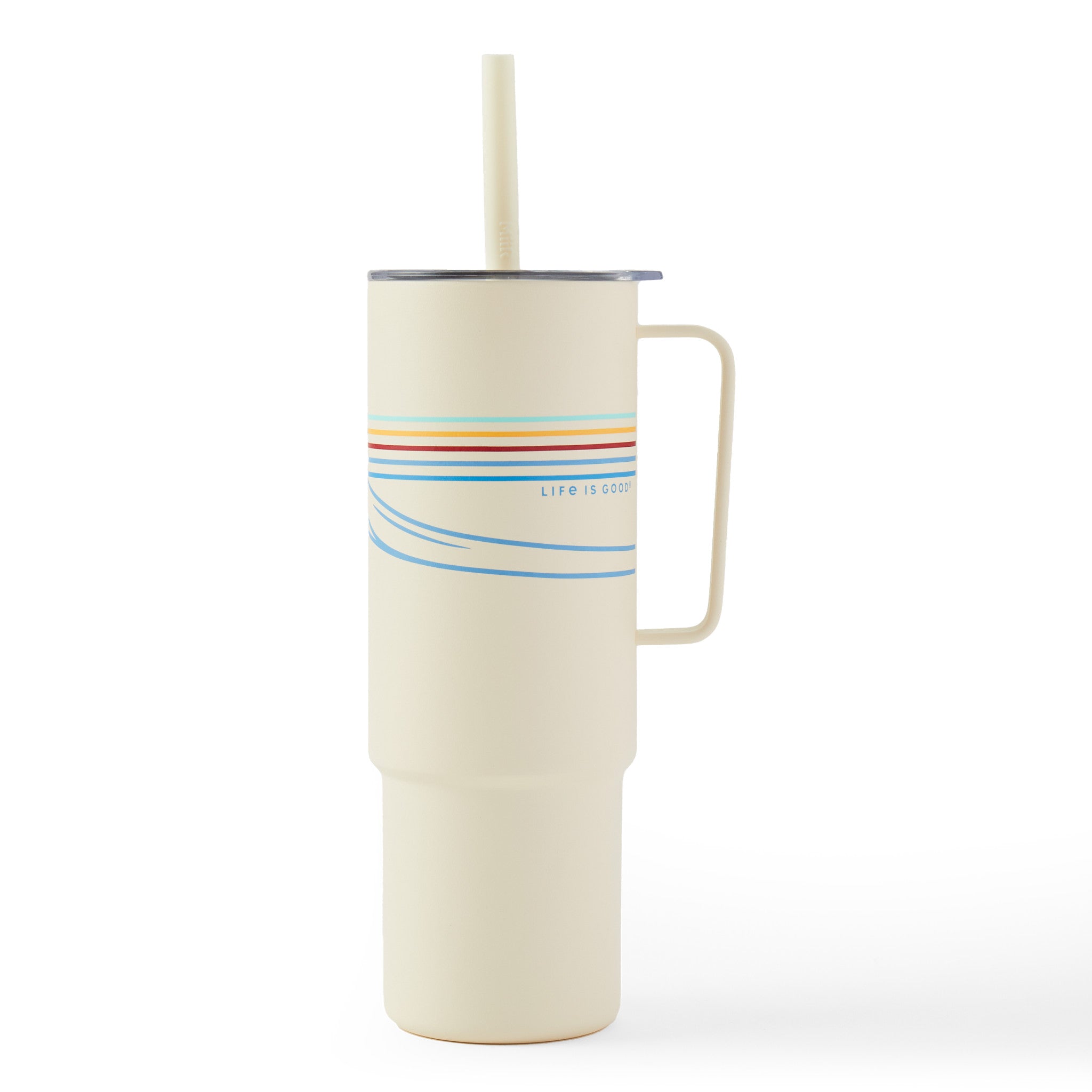 Life is Good Wave Stripe 32 oz. Cup and Straw OS Cup & Straw in Sandstone White