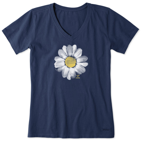 Women's Painted Daisy Petals Short Sleeve Crusher Vee | Shop