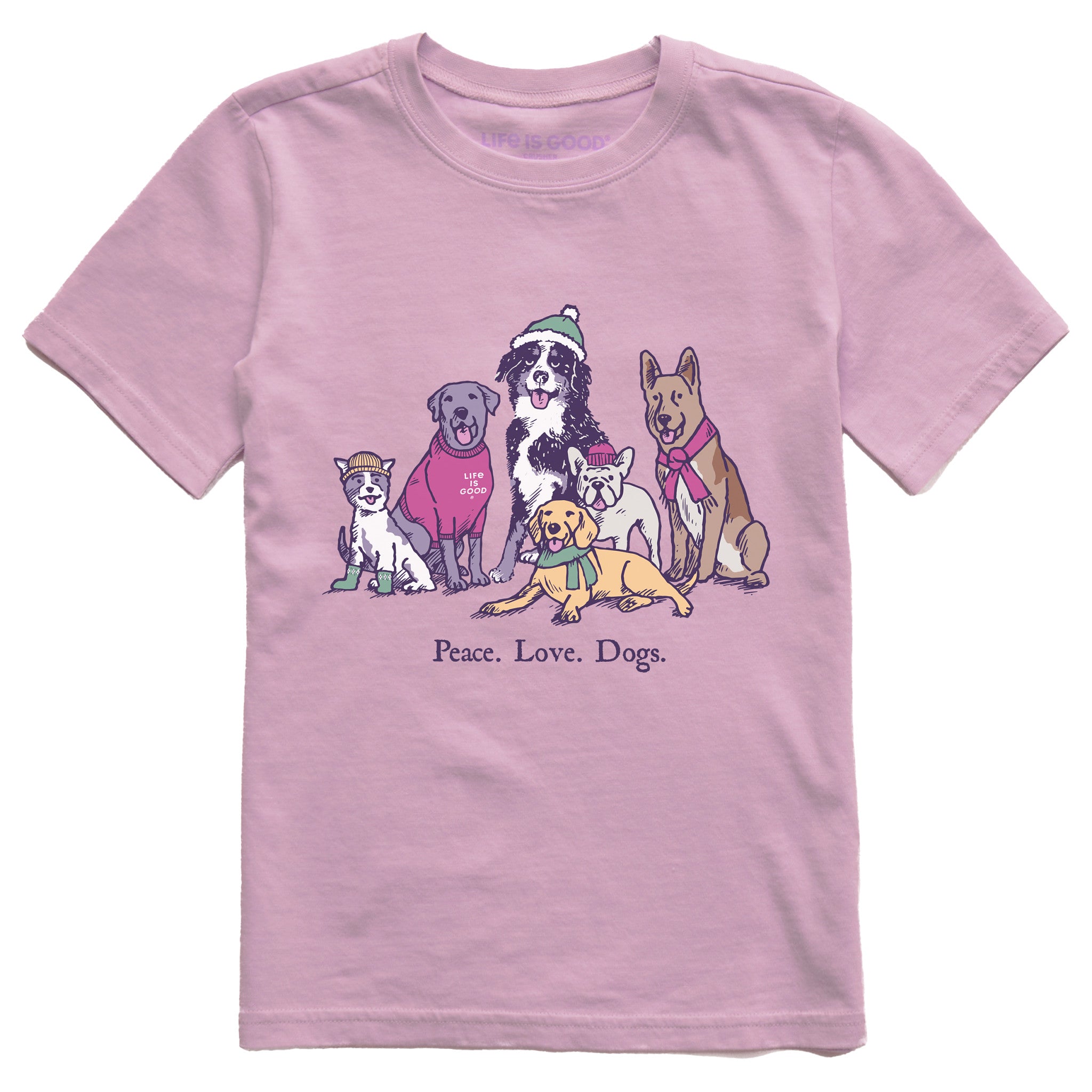 Kids Peace Love Dogs Winter Short Sleeve Crusher Tee | Shop Life