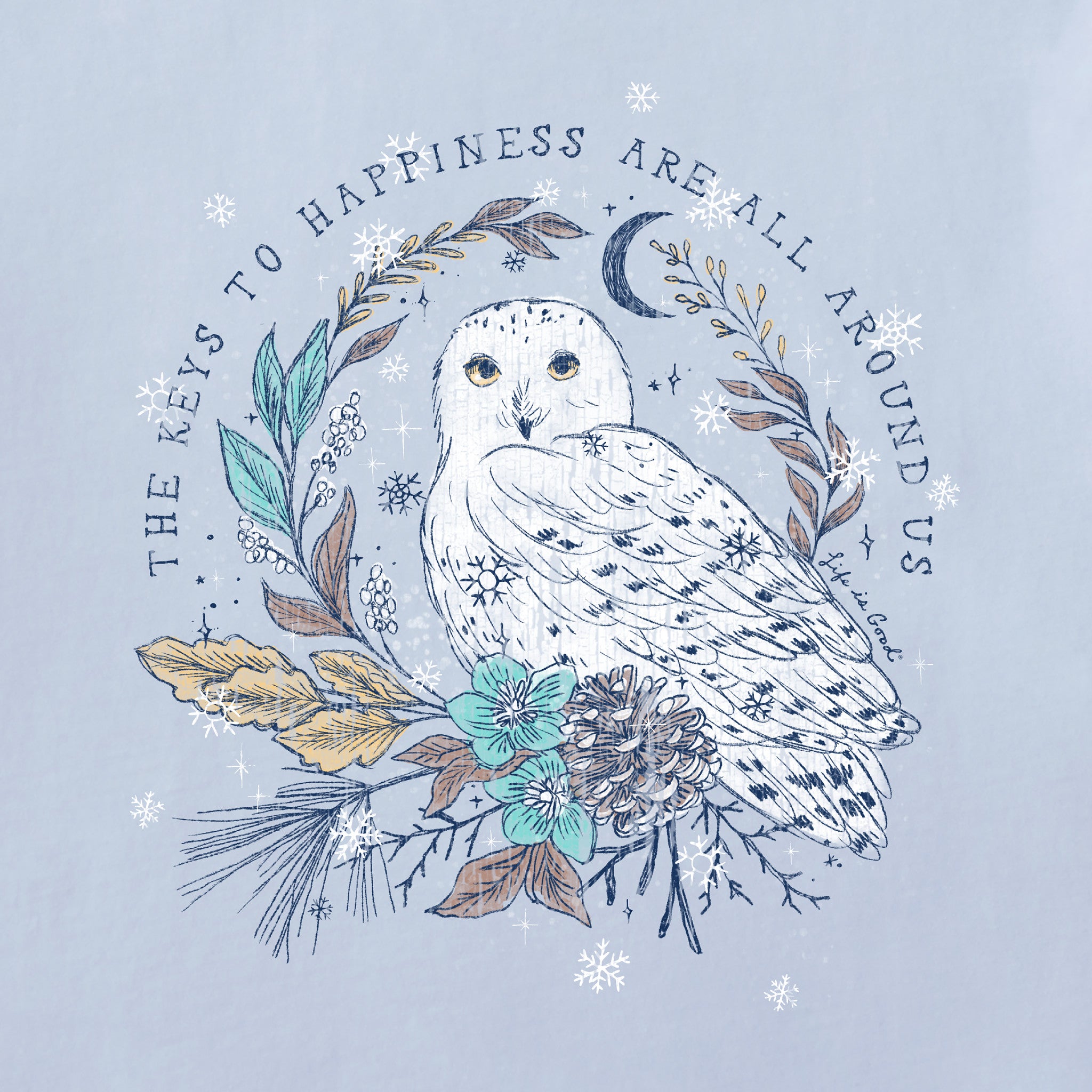 Life is Good Women's Key to Happiness Snowy Owl Long Sleeve Crusher T-Shirt in Moss Green | Size 2XL | Cotton/Polyester Life is Good Women's Key to Happiness Snowy Owl Long Sleeve Crusher T-Shirt in Moss Green | Size 2XL | Cotton/Polyester
