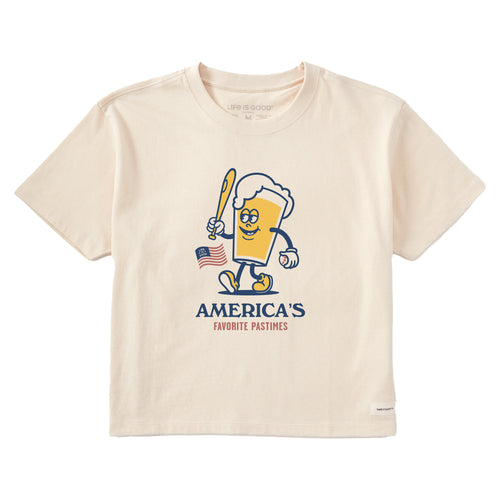 Women's Baseball And Beer Funny T-Shirt - 'That's Why I'm Here' Casual Short Sleeve Tee, Dark Blue