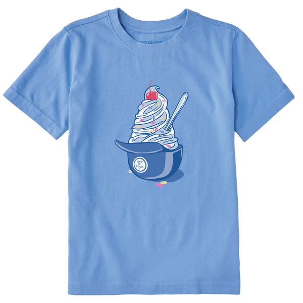 Life is Good Kids Baseball Ice Cream Short Sleeve Crusher T-Shirt in Watermelon Pink | Size Small