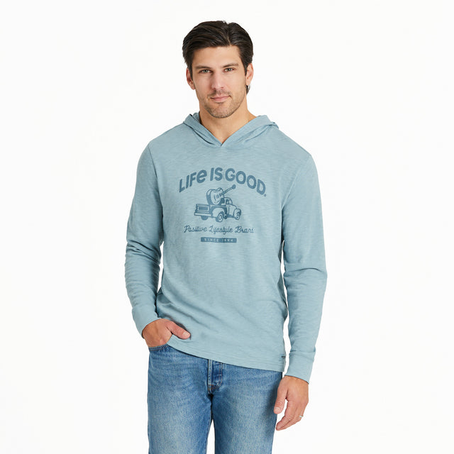 Product image for "Men's Art of Optimism Truck w Guitar Long Sleeve Slub Hoodie" ||139378_1