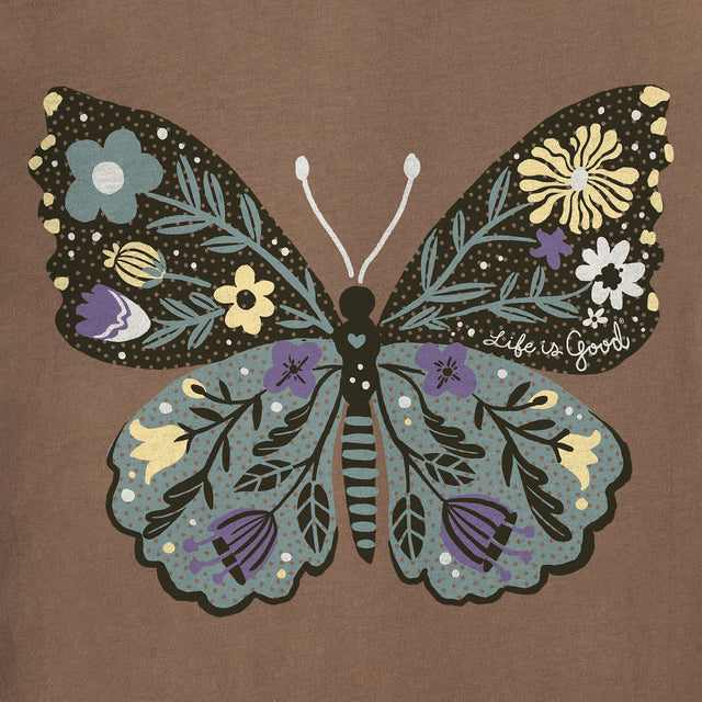 Product image for "Women's Life is Good Floral Butterfly Short Sleeve Vee" ||139589_2