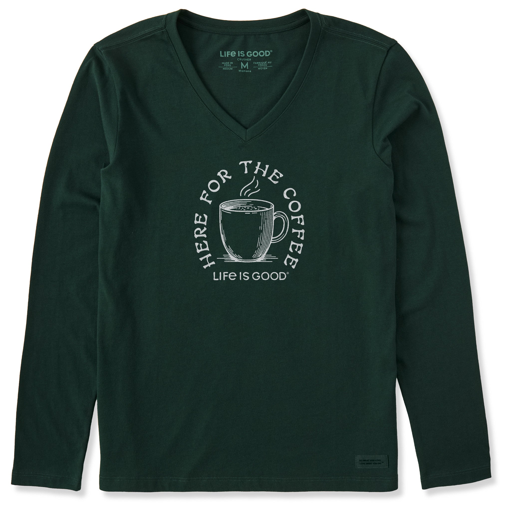 Women's Here for the Coffee Long Sleeve Crusher Vee | Shop Life is
