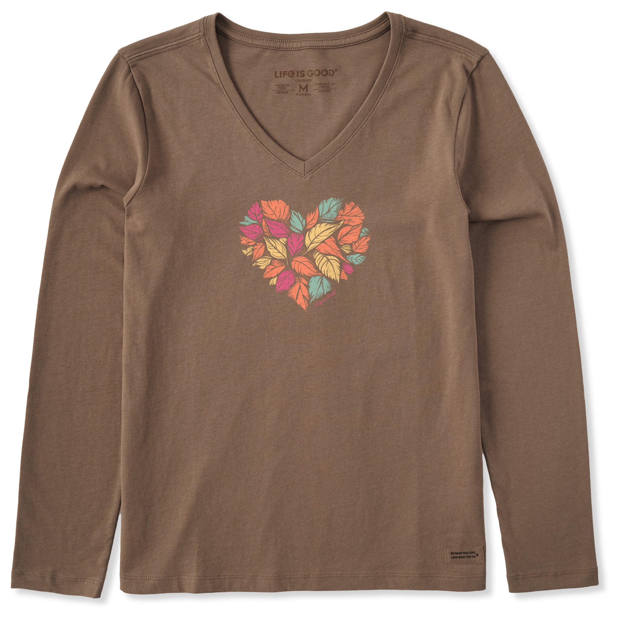 Women's Leaf Heart Long Sleeve Crusher-LITE Vee | Shop Life is Good