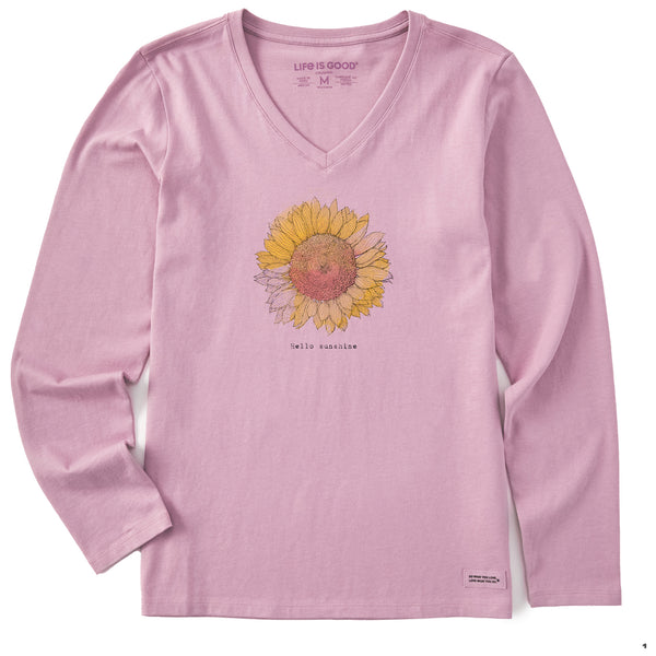 Women's Hello Sunshine Sunflower Long Sleeve Crusher-LITE