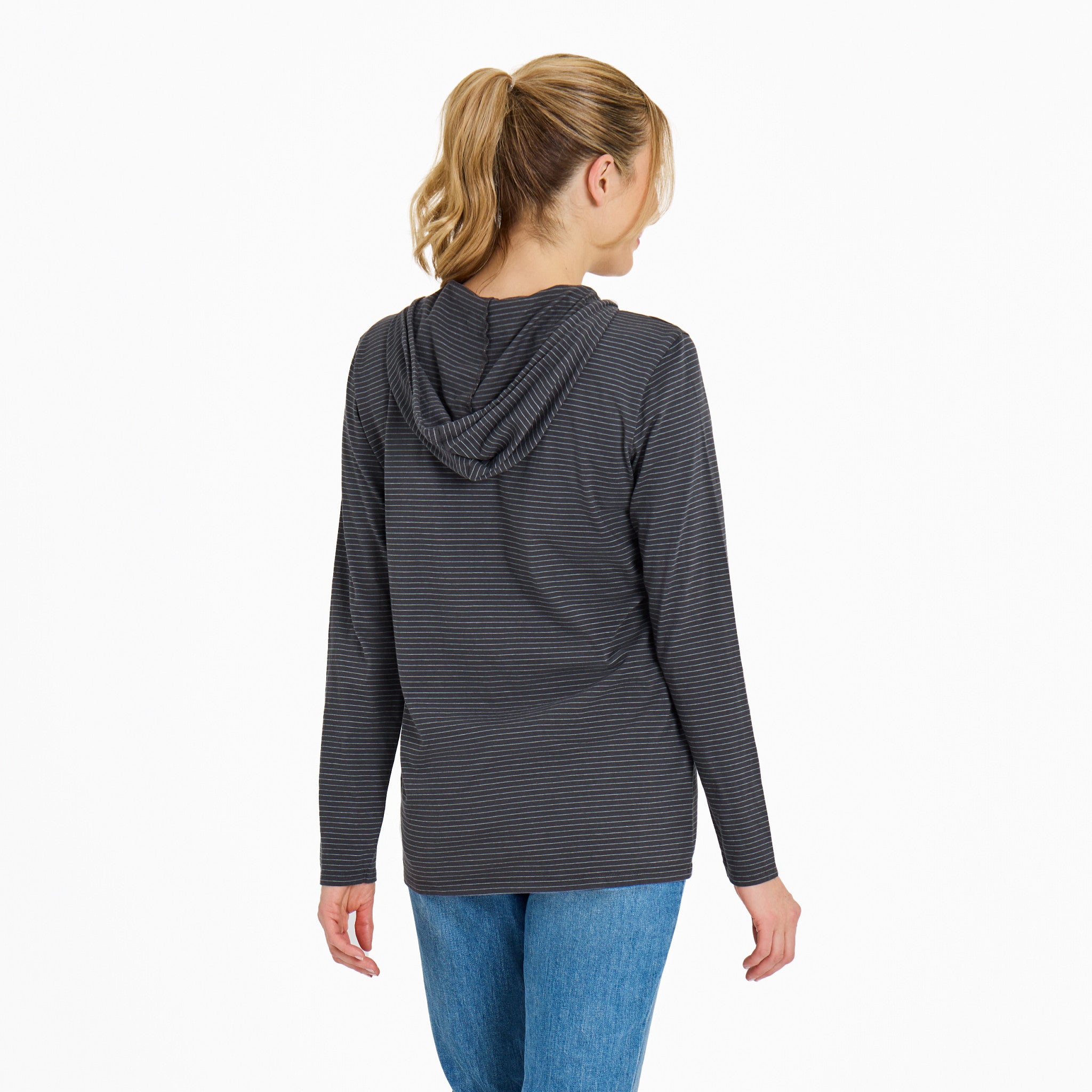 Women's 3 Hearts Long Sleeve Striped Crusher-LITE Hooded Tee