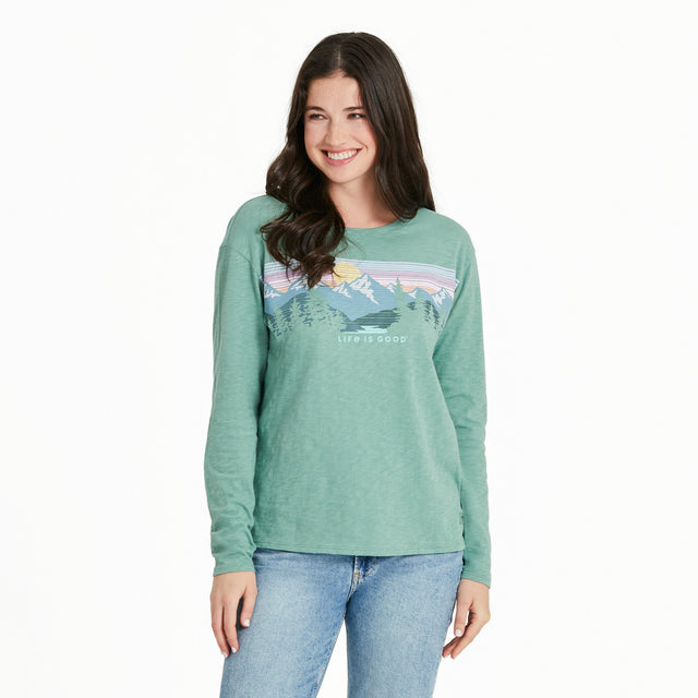 Product image for "Women's Landscape Mountain Scene Long Sleeve Slub Easy Fit Tee" ||139747_1