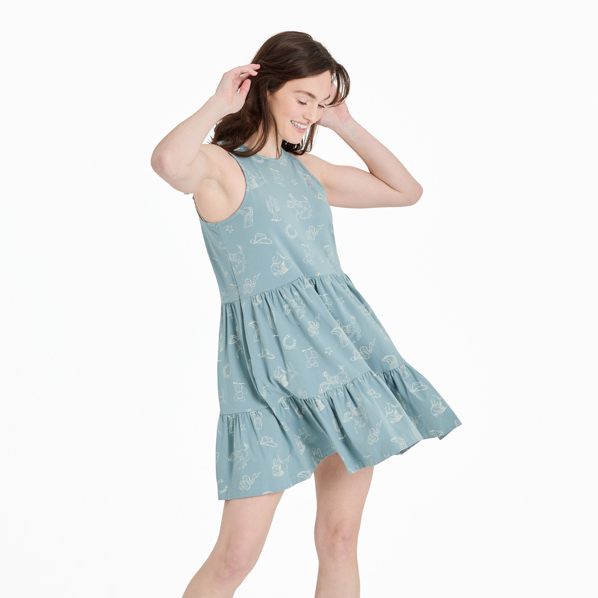 Life is Good. Women's West is Best Pattern AOP Tiered Tank Dress, Smoky Blue XX-Large Life is Good. Women's West is Best Pattern AOP Tiered Tank Dress, Smoky Blue XX-Large