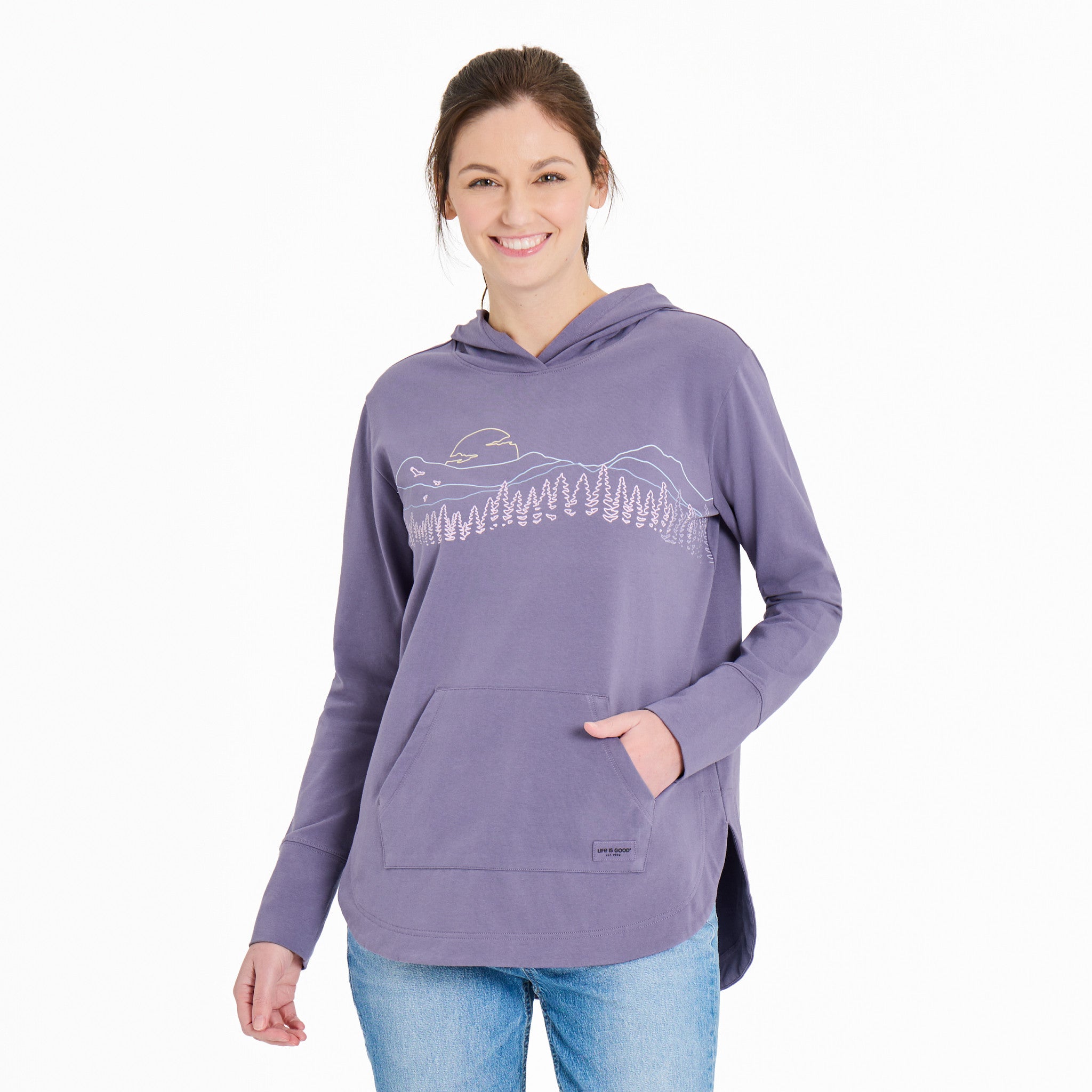 Women's Mountain Tree Landscape Crusher-FLEX Hoodie Tunic Shop