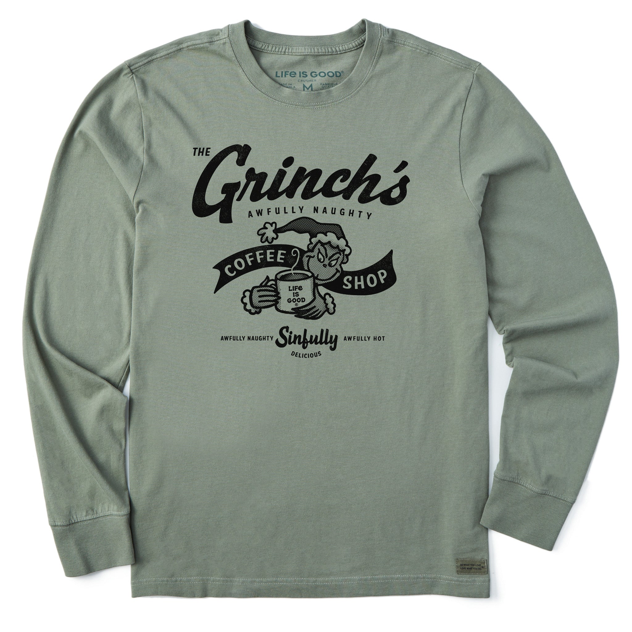 Men's Grinch Coffee Shop Long Sleeve Crusher Tee | Shop Life is Good