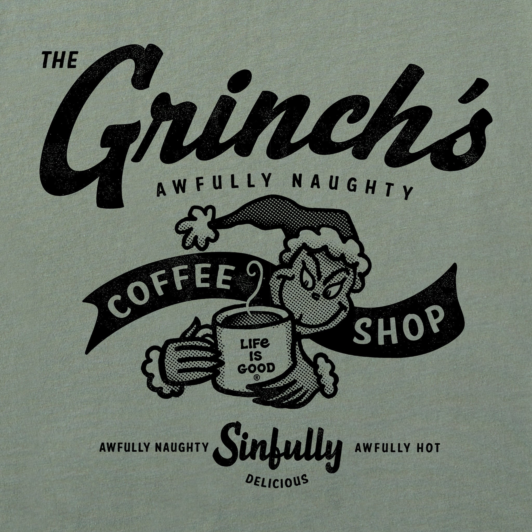 Men's Grinch Coffee Shop Long Sleeve Crusher Tee | Shop Life is Good