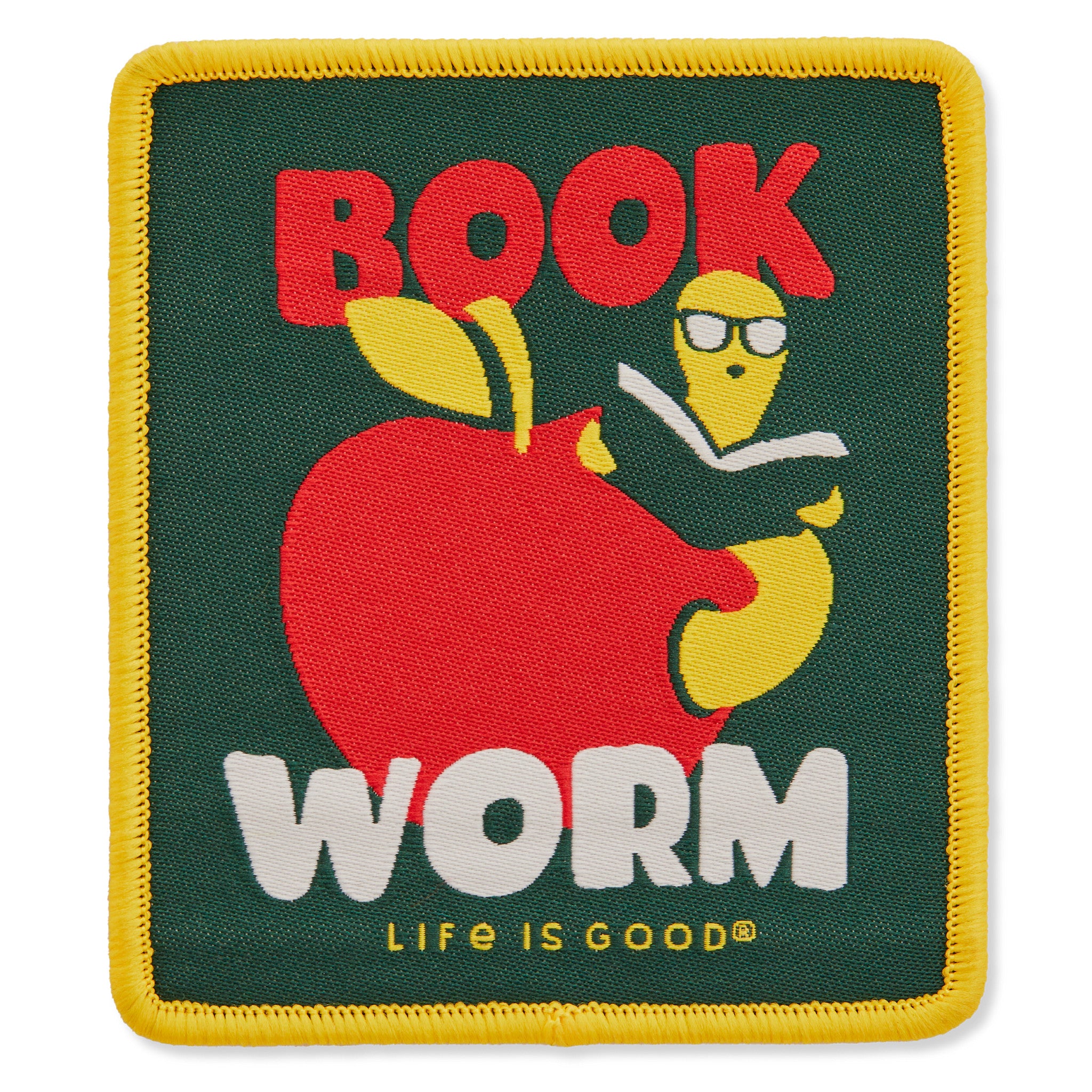 life is good Adult Unisex Book Worm Woven Patch New Arrivals