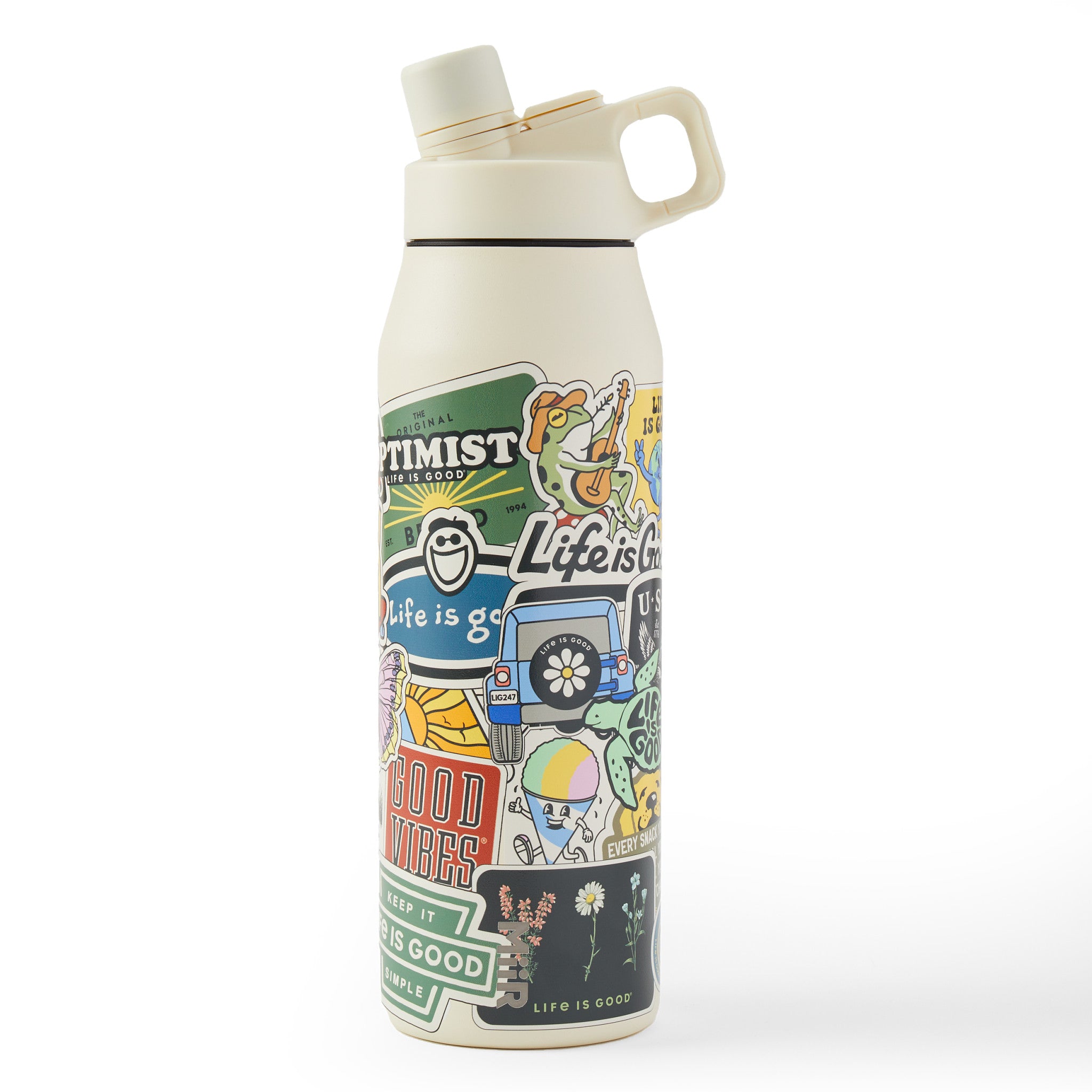 goodlife goodies bac water Life is Good Layered Sticker Collage Twist Top Bottle