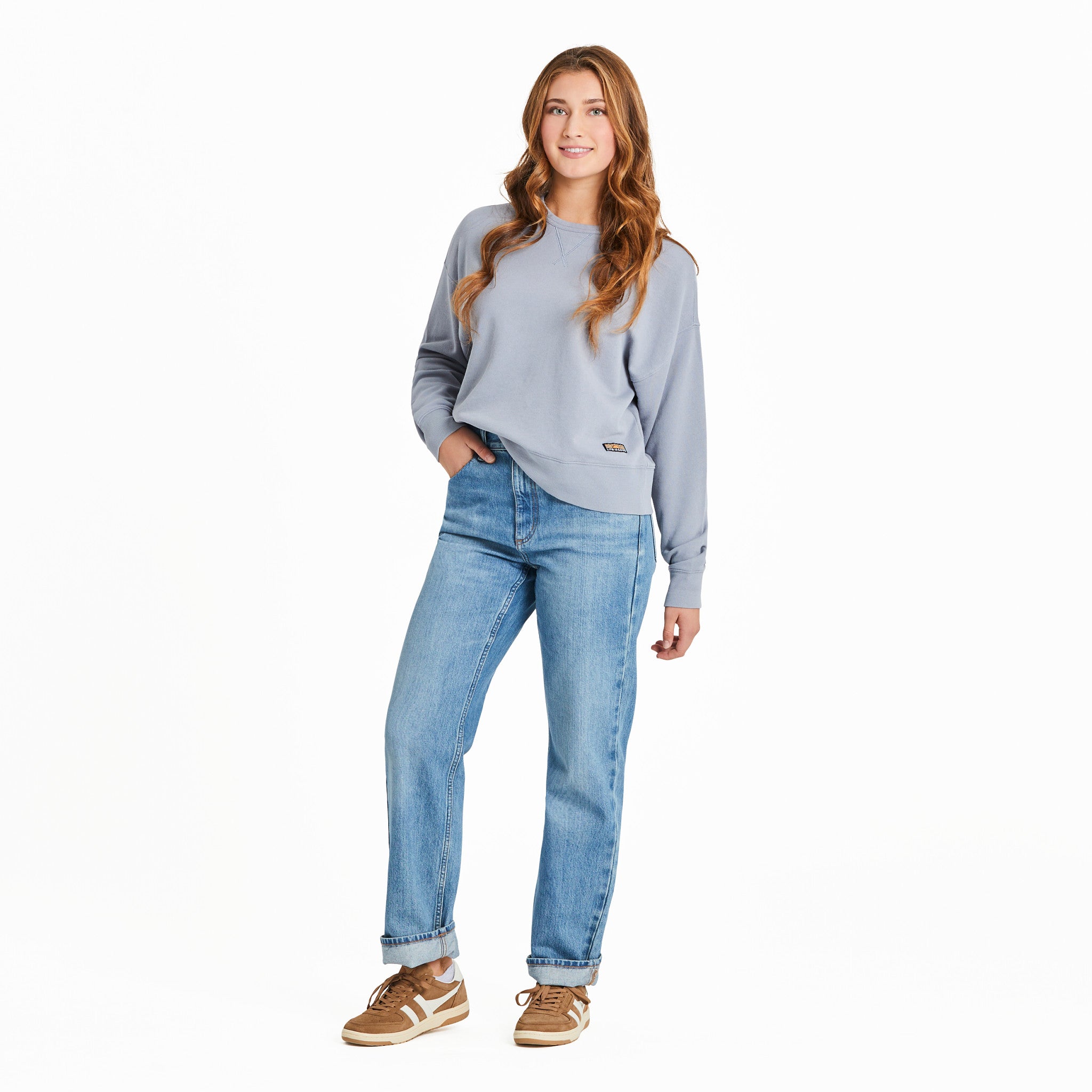 Women's Solid French Terry Boxy Crew | Shop Life is Good