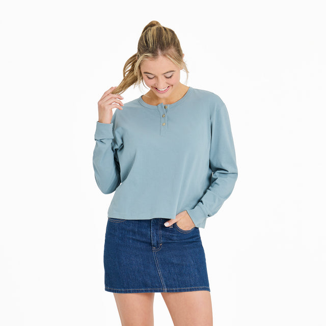 Product image for "Women's Solid Crusher Boxy Henley" ||144467_1