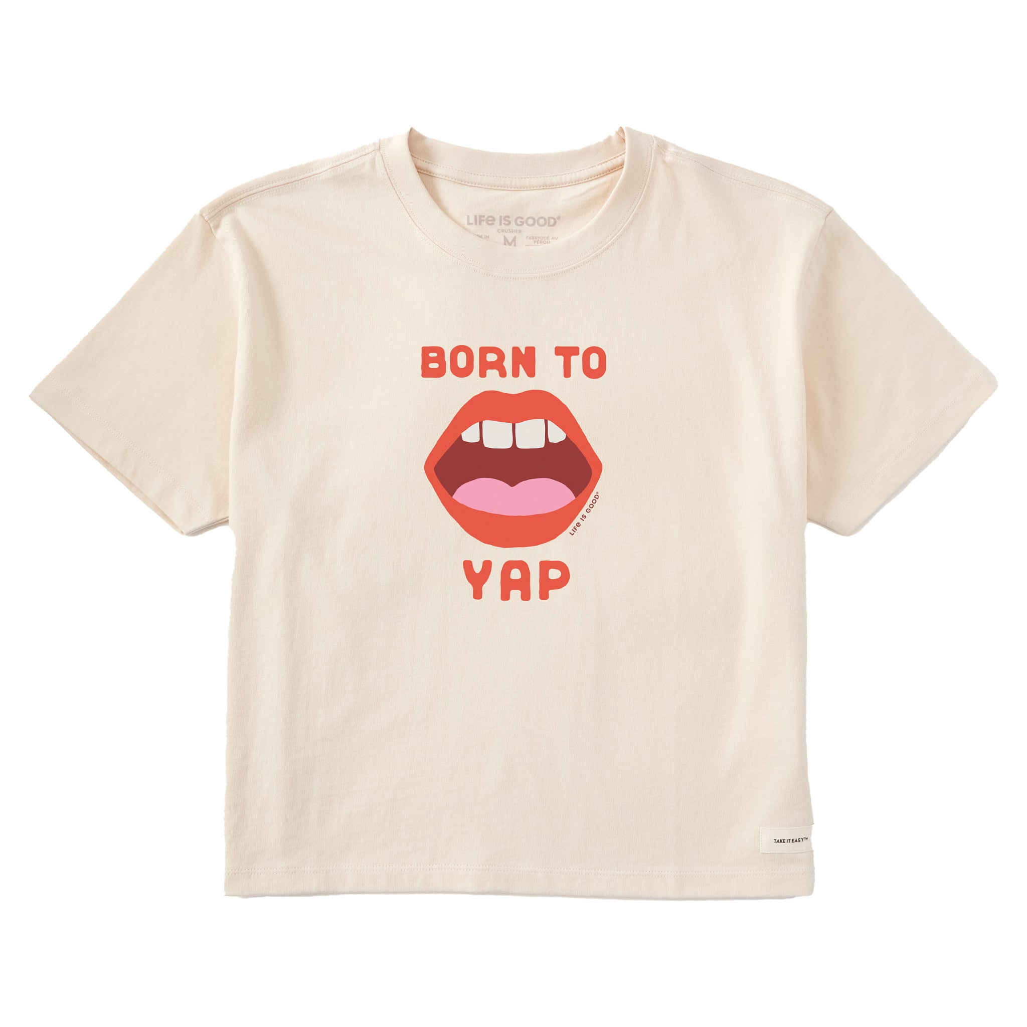 ★WAIKEI★ MY HAPPY IS Stamp Short Sleeve T-shirt Beige YKBE MY HAPPY IS Stamp Half Sleeve - WaiKei | 60% - Asian Fashion