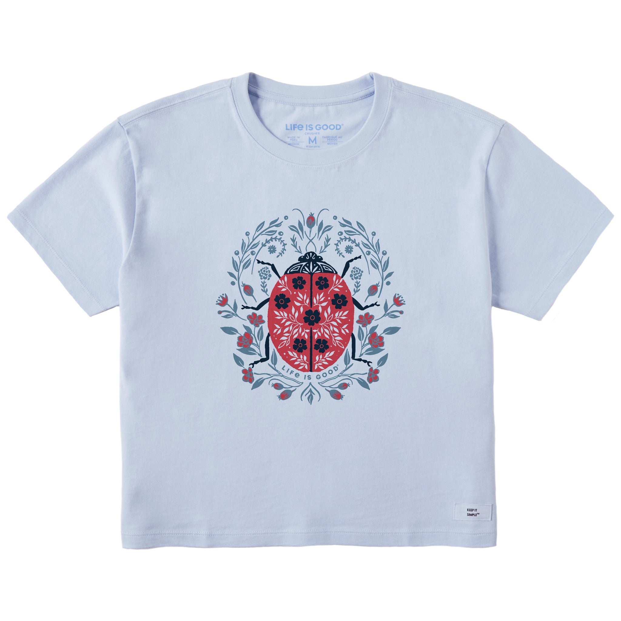 トップス W double mulch boarder tee size 1 OVY Women's Floral Ladybug Short Sleeve Crusher Boxy Tee | Shop Life