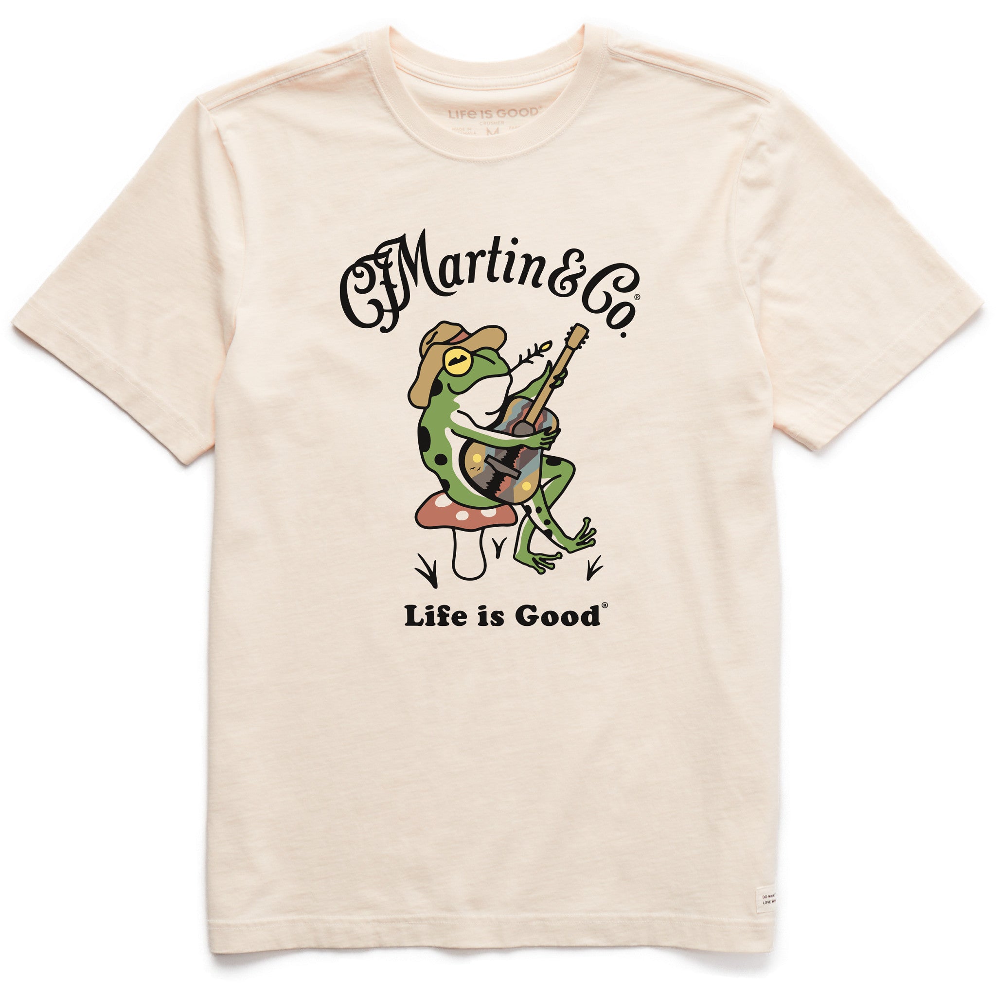 frog gear Life is Good Men's Martin & Co. Frog Guitar Short Sleeve Crusher T-Shirt in Moss Green | Size 3XL