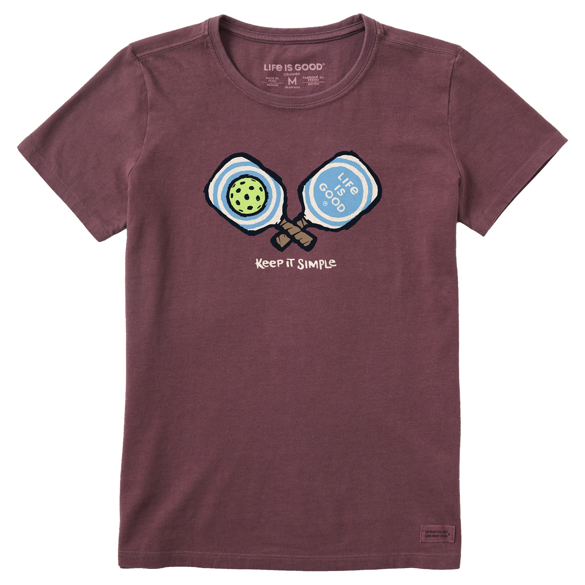 Life Is Simple Eat Sleep Play Pickleball Shirt - Women's Casual Graphic Tee, Black, Small
