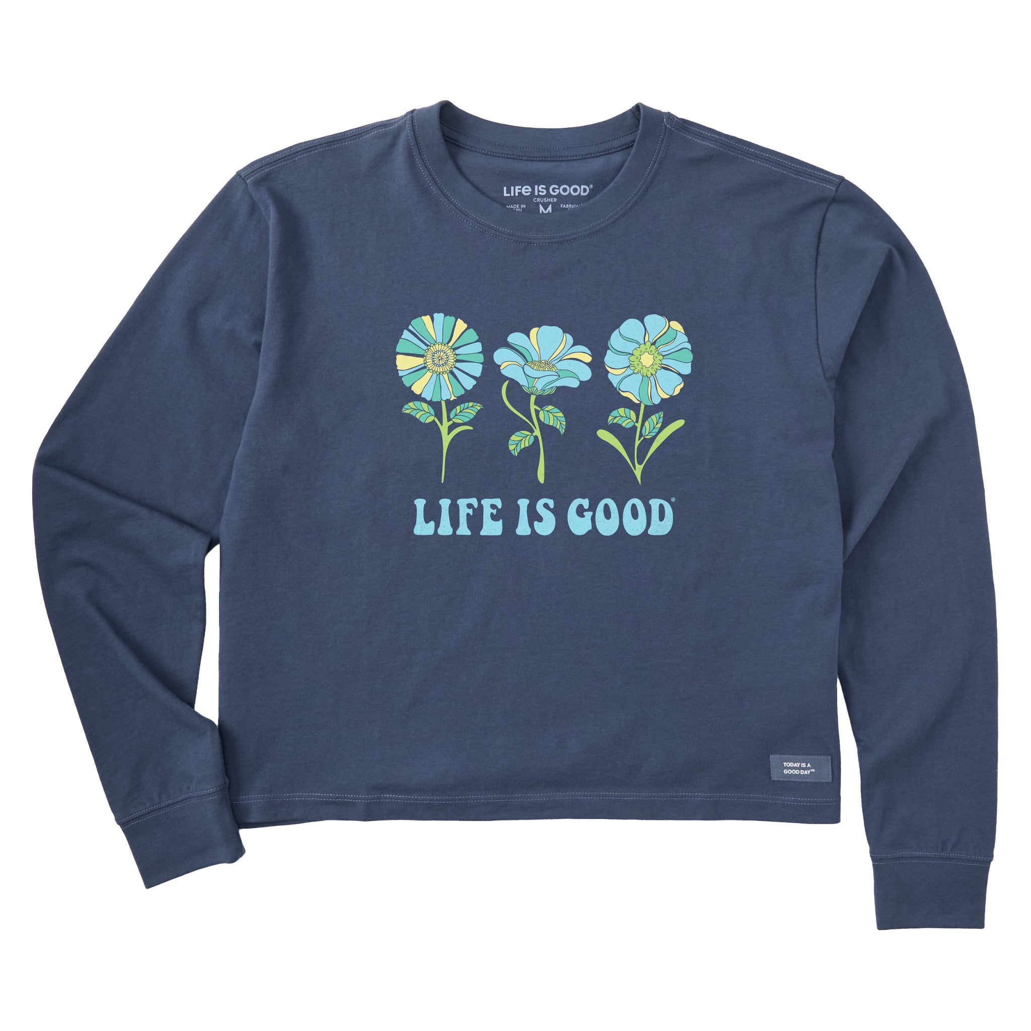 life is good Women's 3 Flowers Long Sleeve Crusher Boxy Tee Store