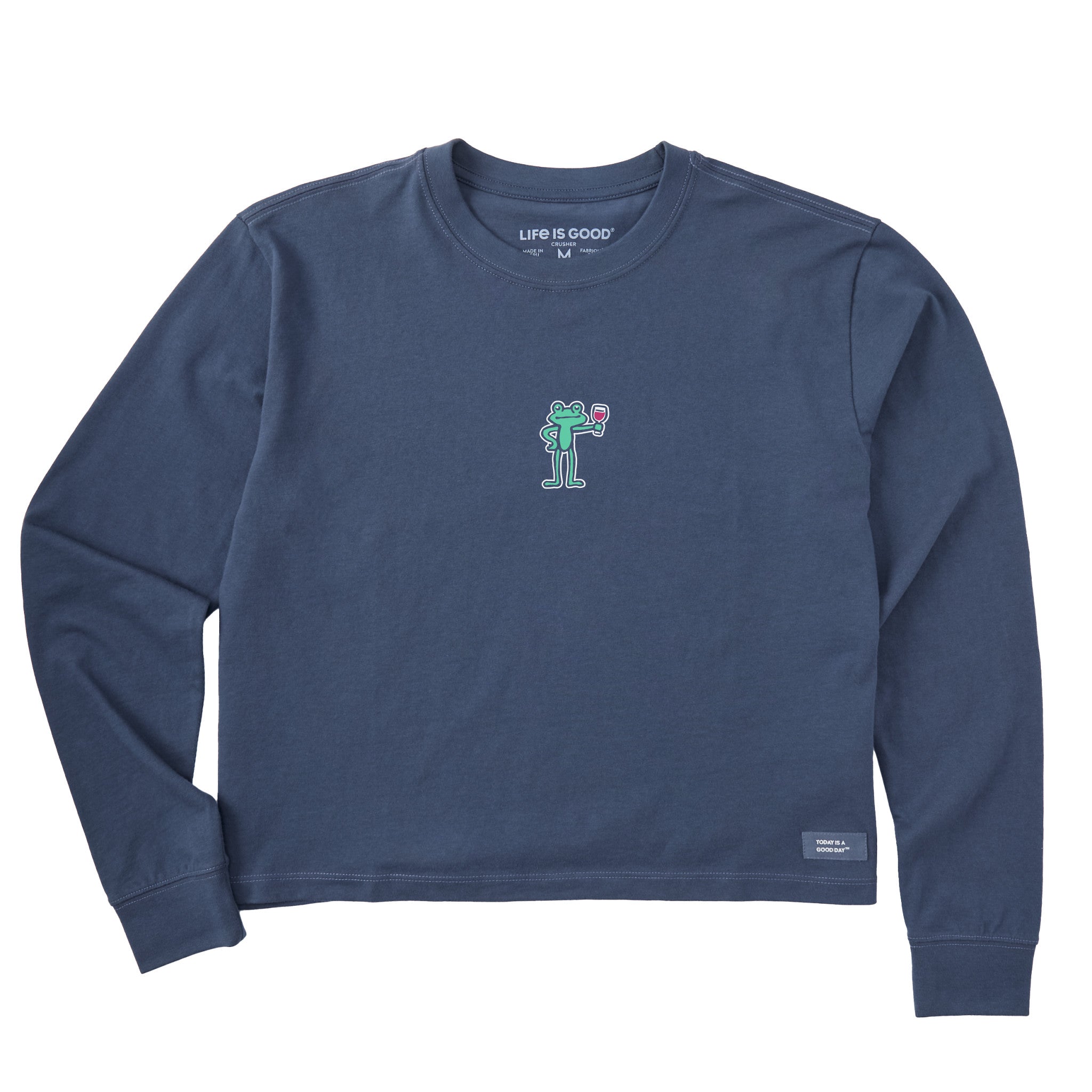 Women's Frog with Wine Long Sleeve Crusher Boxy Tee | Shop Life is