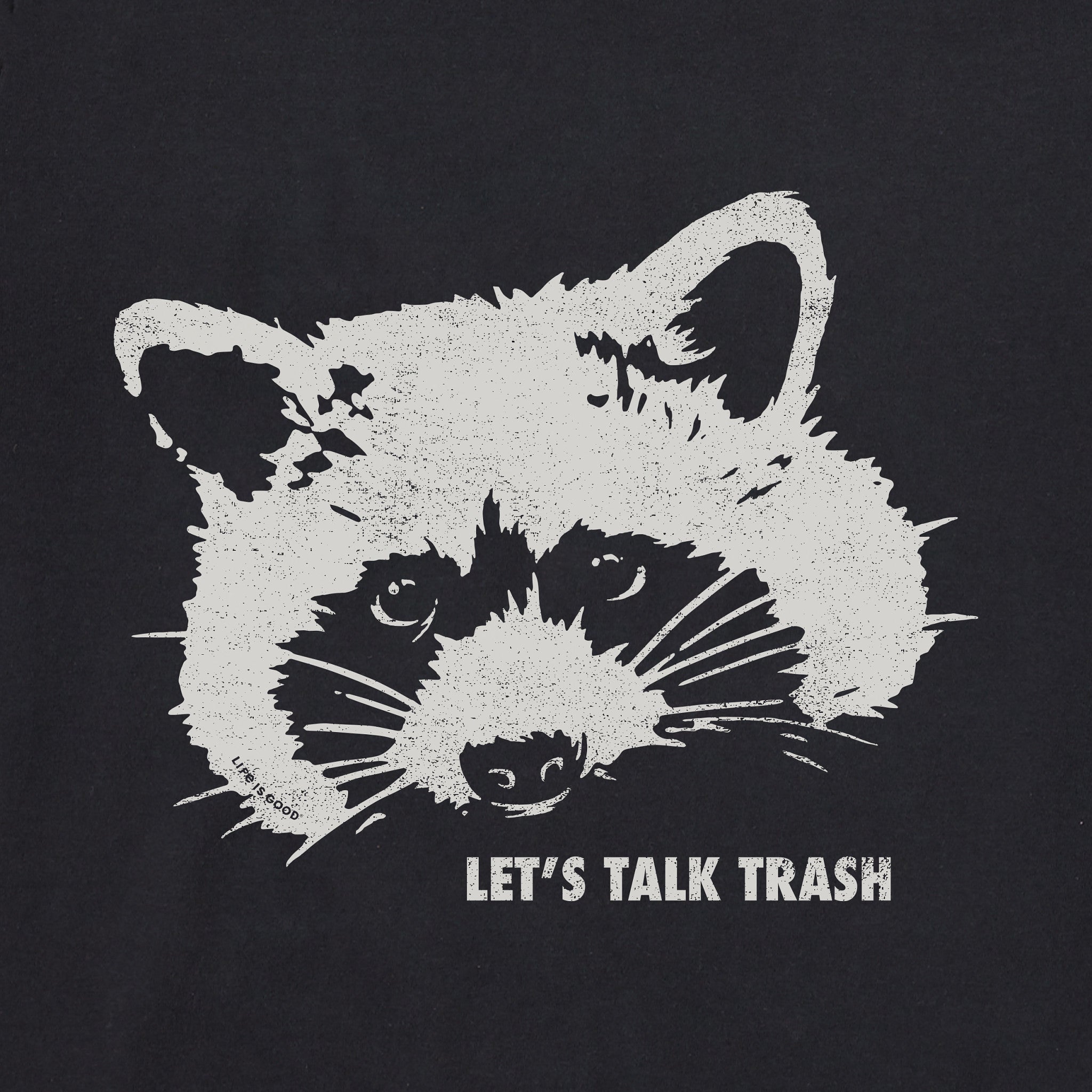 racoon card sleeves Life is Good Women's Raccoon Long Sleeve Crusher Boxy T-Shirt in Faded Black | Size XS