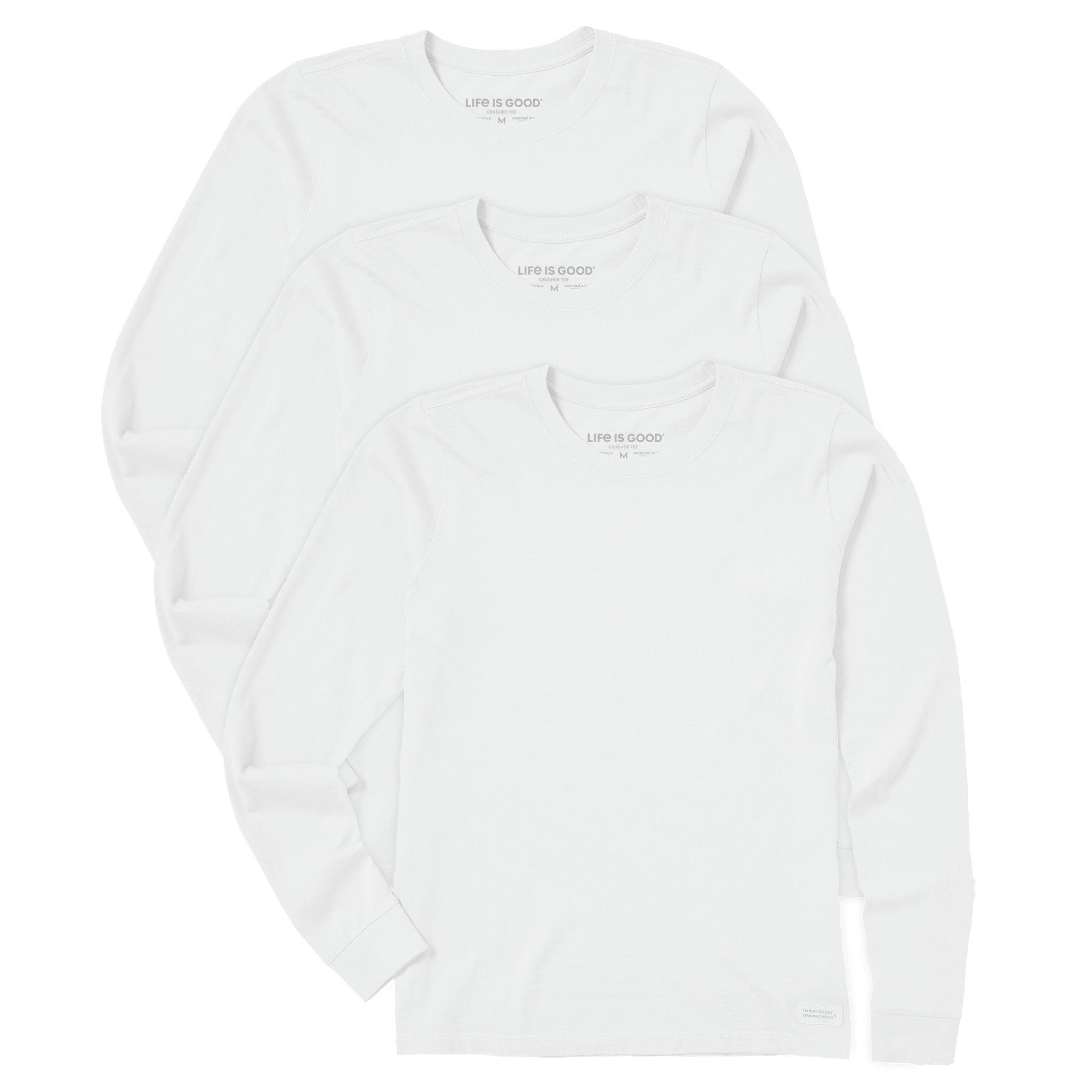 Product image for "Womens Solid 3-Pack Long Sleeve Crusher Tee - Cloud White" ||149104PACK_1