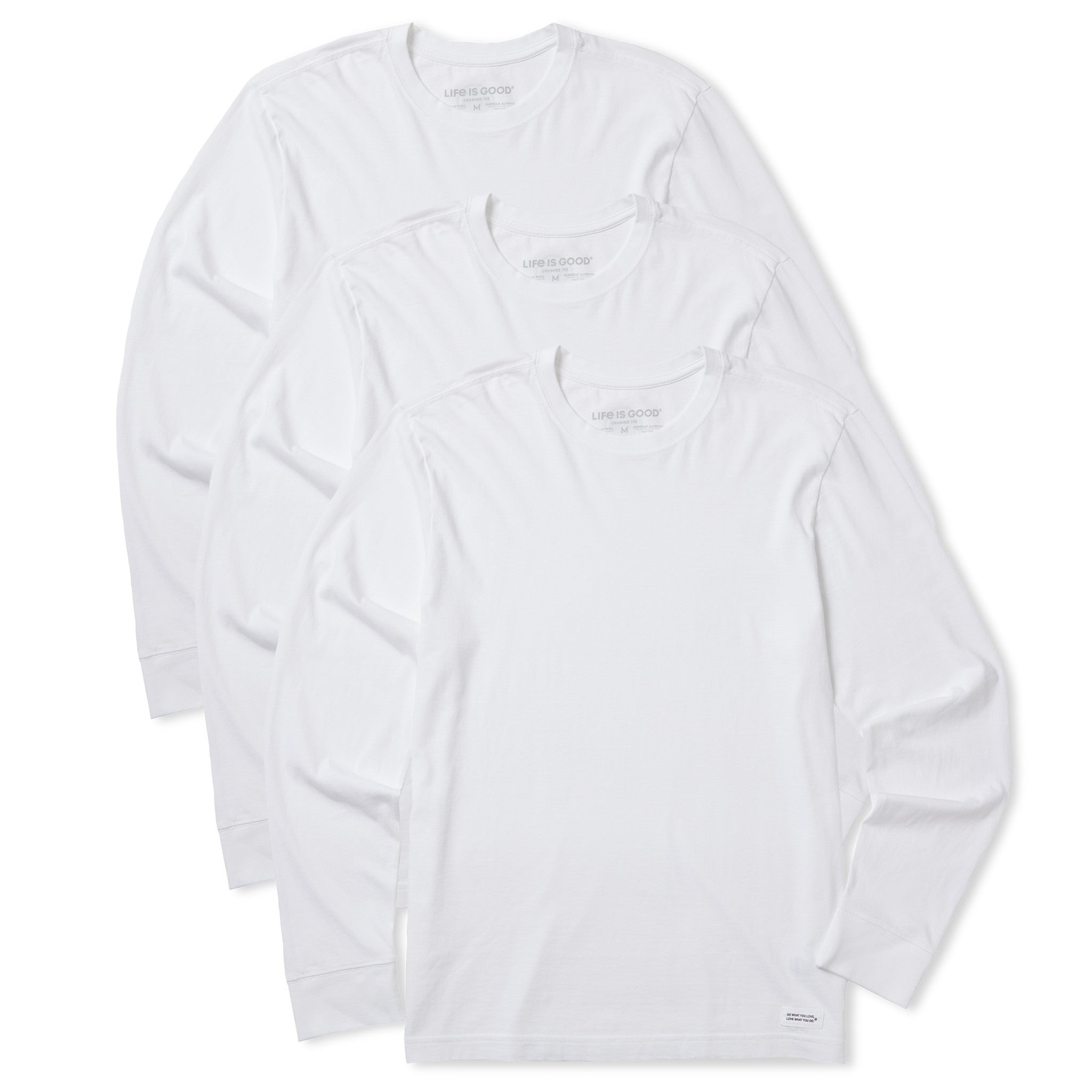 Men's Solid 3-Pack Long Sleeve Crusher Tee Cloud White | Shop Life