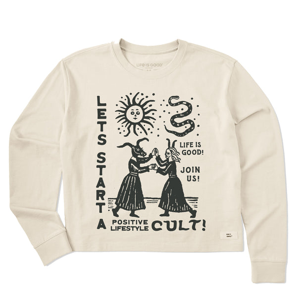 Women's Let's Start a Cult Long Sleeve Crusher Boxy Tee | Shop