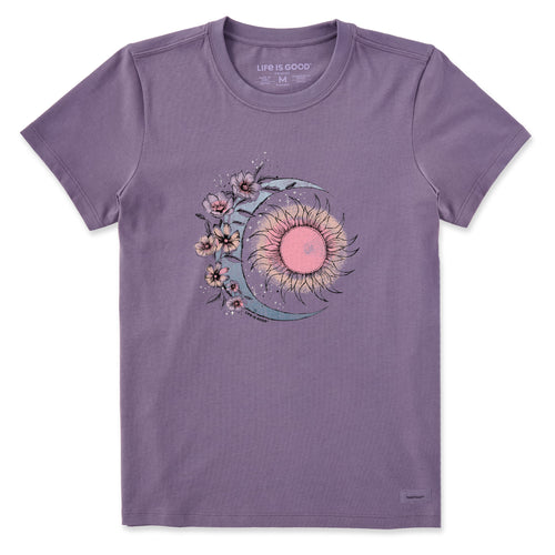 Life Is Good Moon Flower Crusher-Flex Tunic - 100% Cotton, Classic Fit, Long Sleeve, Crew Neck, Center Chest Graphic