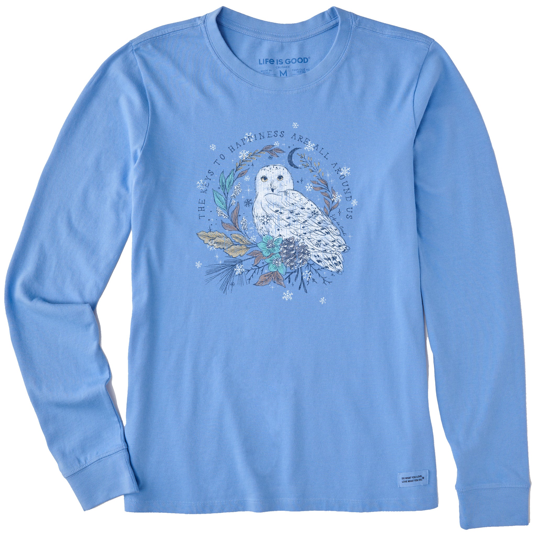 Women's Key to Happiness Snowy Owl Long Sleeve Crusher Tee | Shop