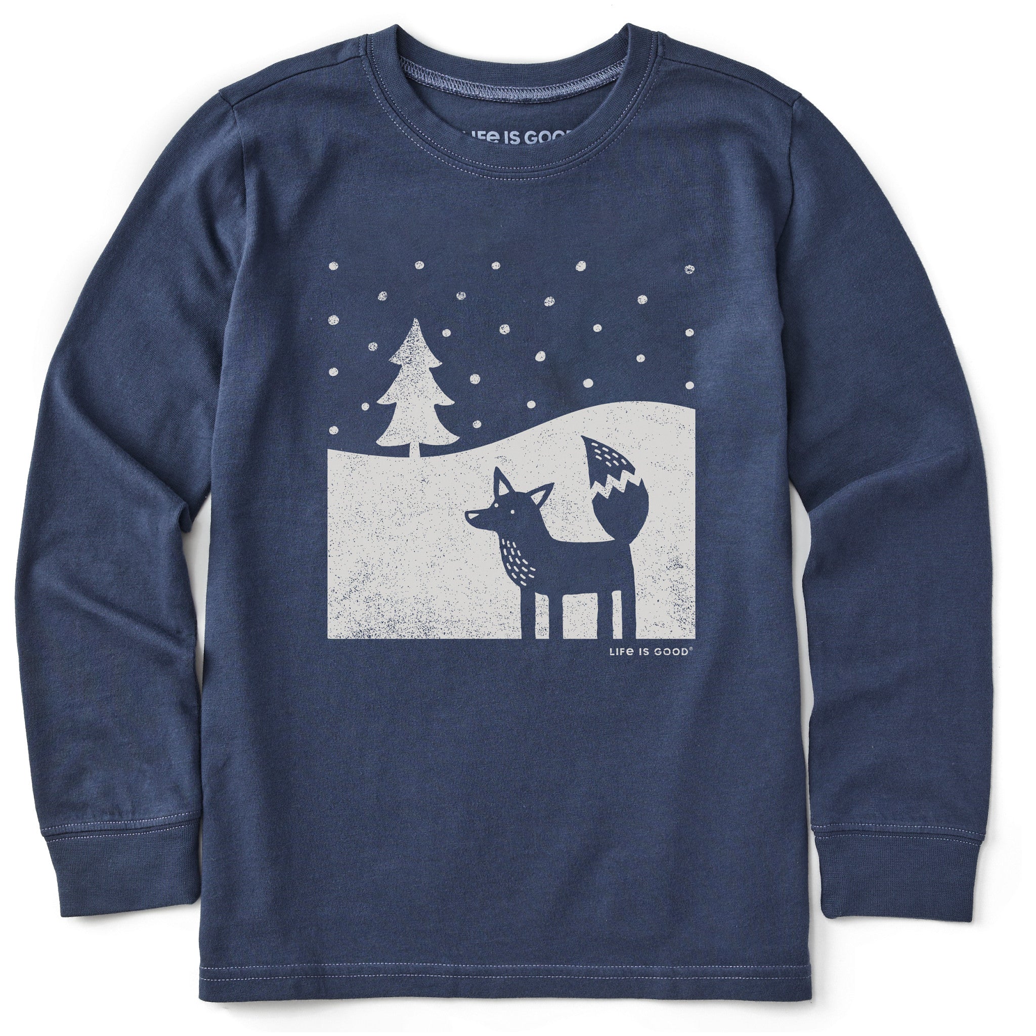 Kids Fox in Winter Long Sleeve Crusher Tee | Shop Life is Good