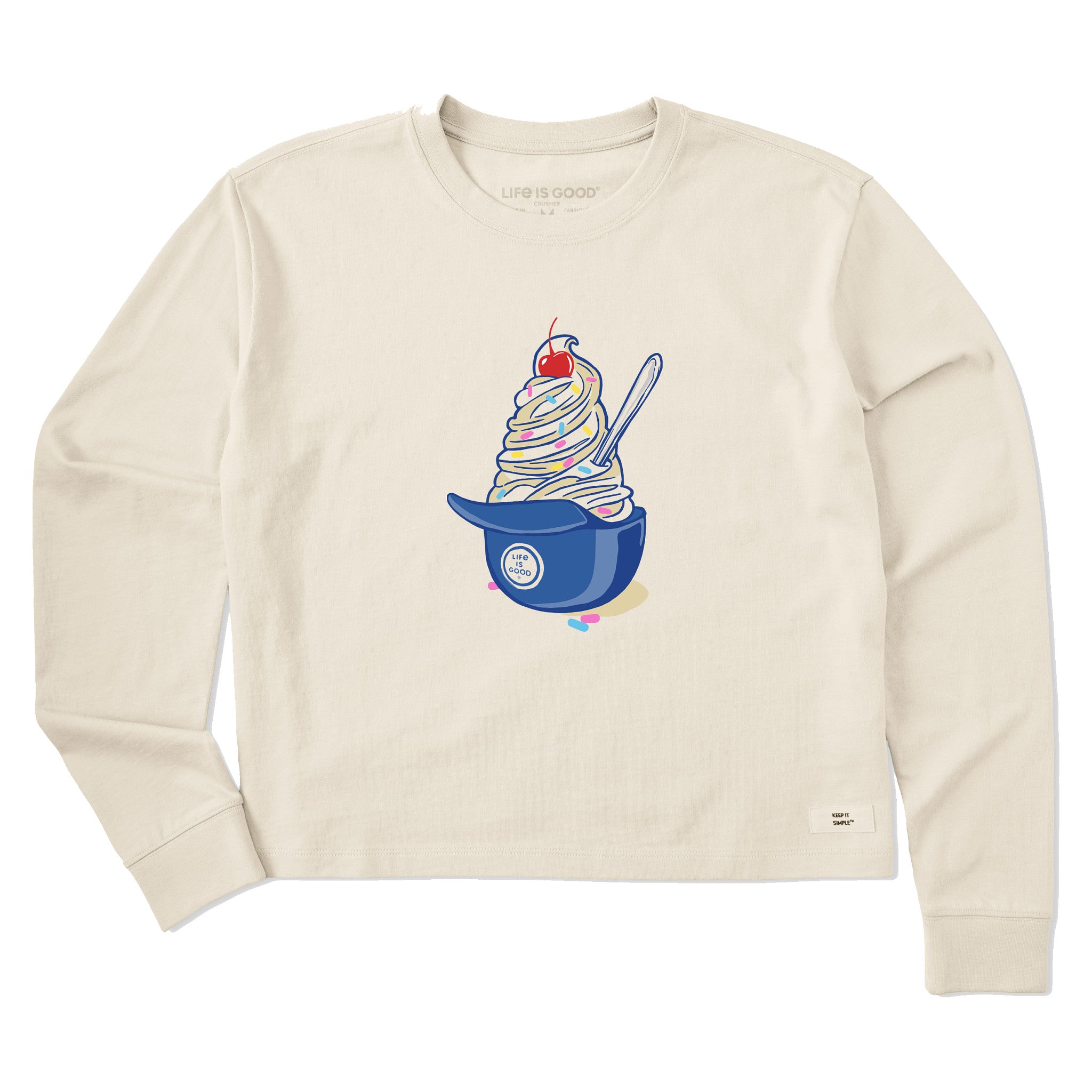 Product image for "Women's Baseball Ice Cream Long Sleeve Crusher Boxy Tee" ||151243_1