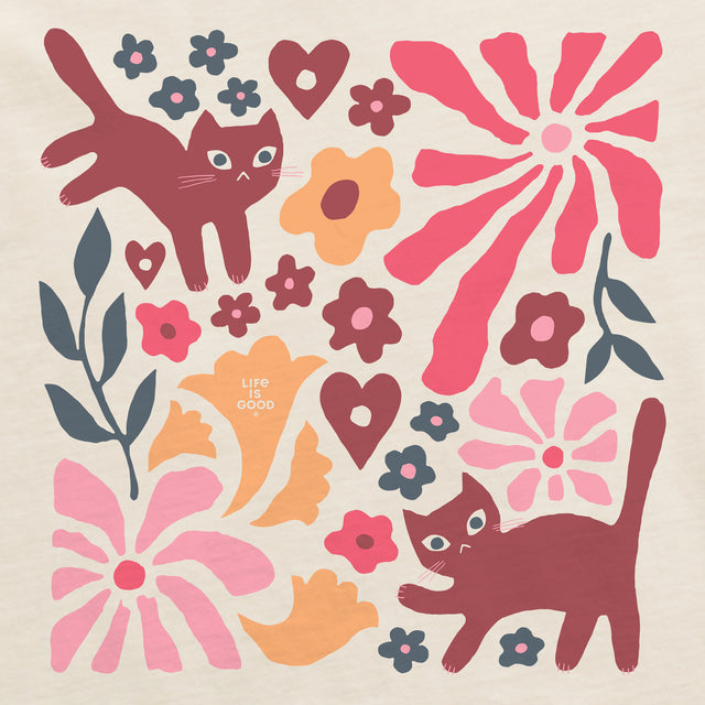 Product image for "Women's Cats in Flower Field Short Sleeve Crusher Boxy Tee" ||151351_2