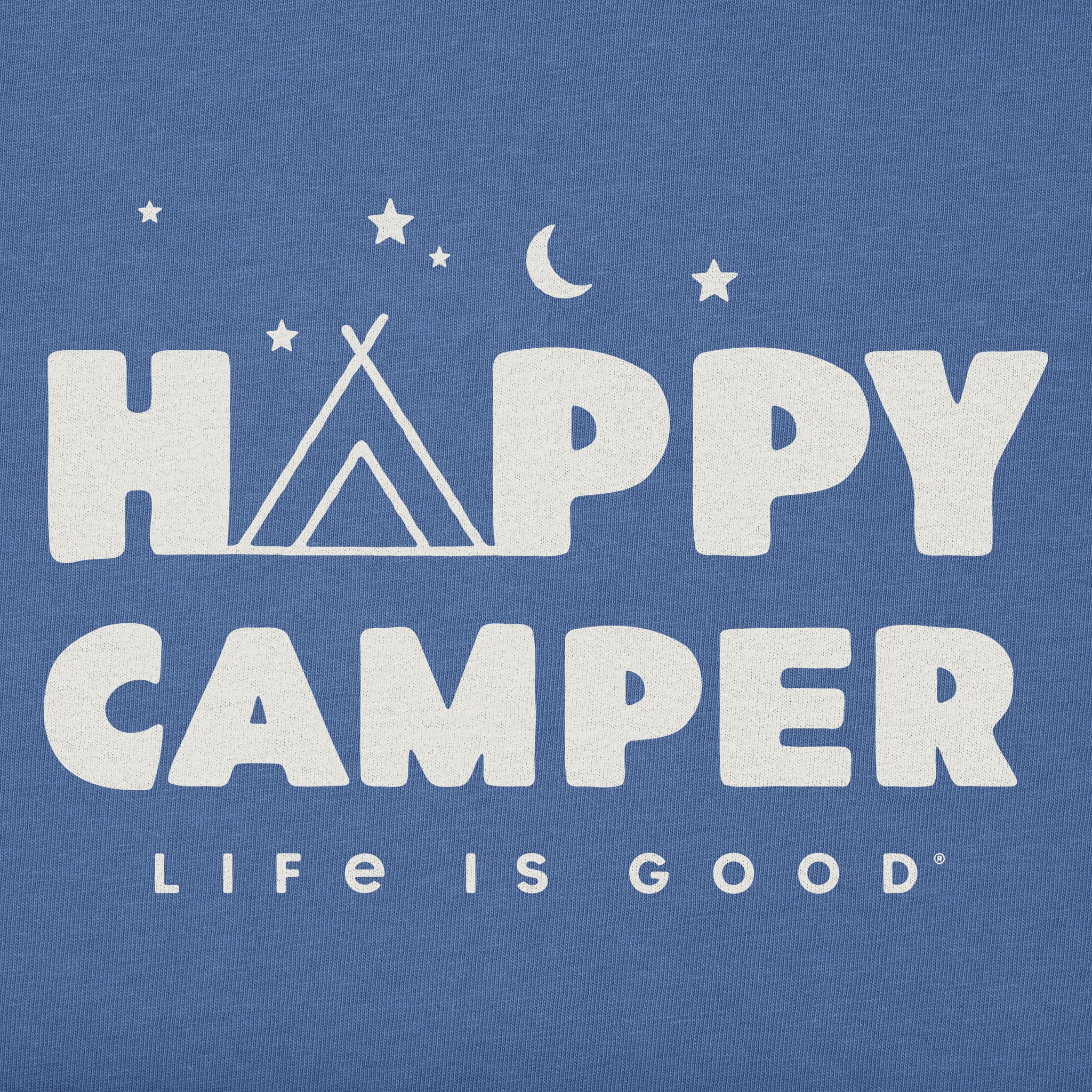 happy camper tent Life is Good Kids Happy Camper Tent Night Short Sleeve Crusher T-Shirt in Darkest Blue | Size 2XL