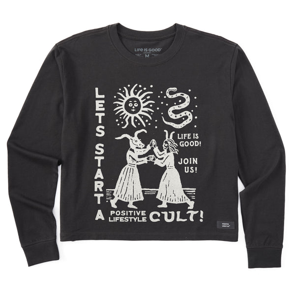 Women's Let's Start a Cult Long Sleeve Crusher Boxy Tee | Shop