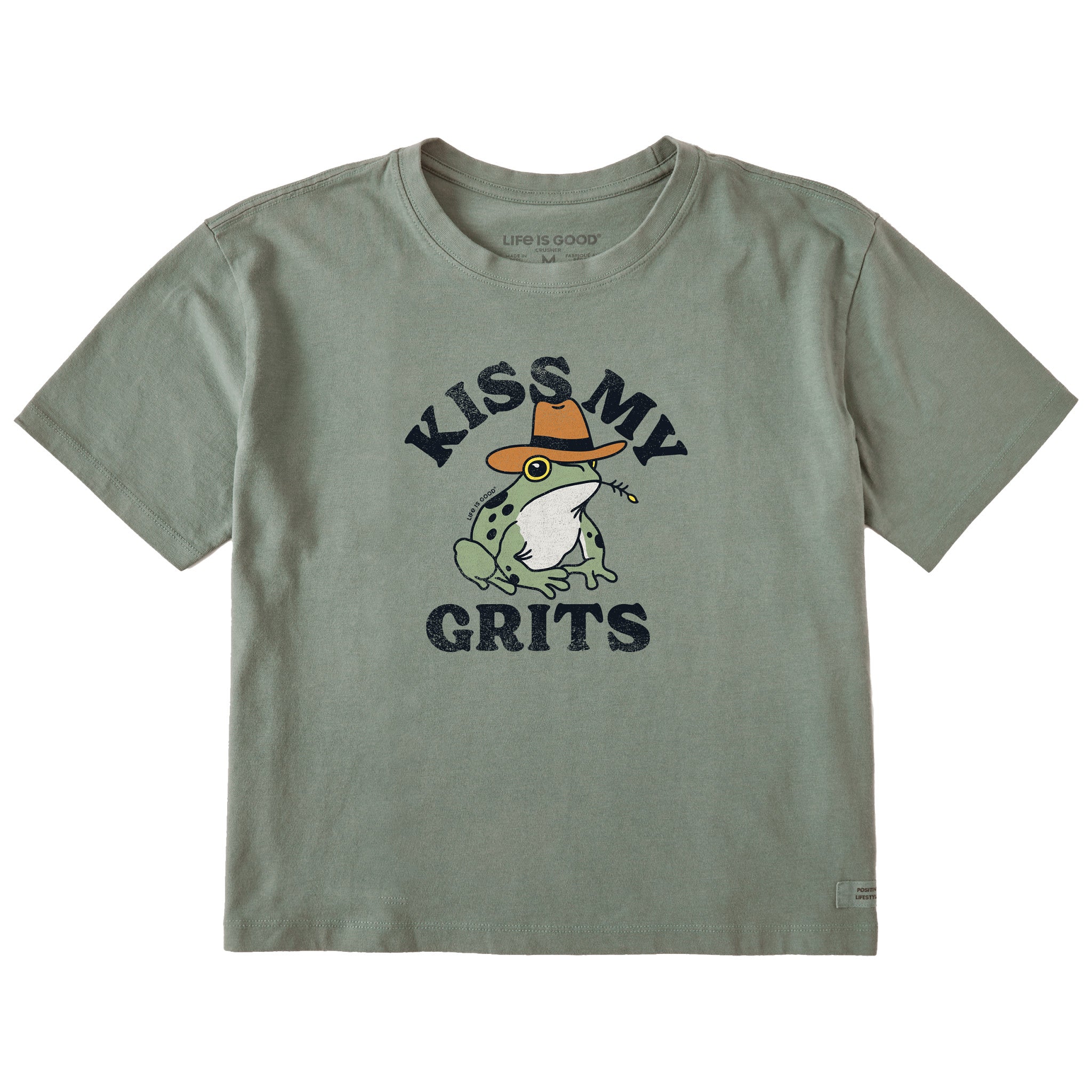Women's Kiss My Grits Frog Short Sleeve Crusher Boxy Tee | Shop