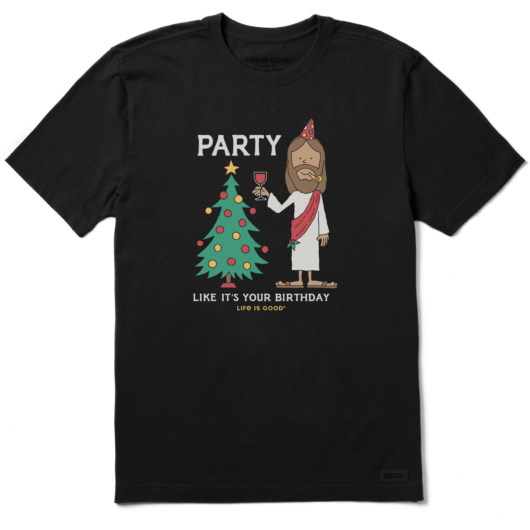 Life Is Good Men's Party Like It's Your Birthday Short Sleeve Crusher T-Shirt in Faded Black | Size XL | Cotton/Polyester Life Is Good Men's Party Like It's Your Birthday Short Sleeve Crusher T-Shirt in Faded Black | Size XL | Cotton/Polyester