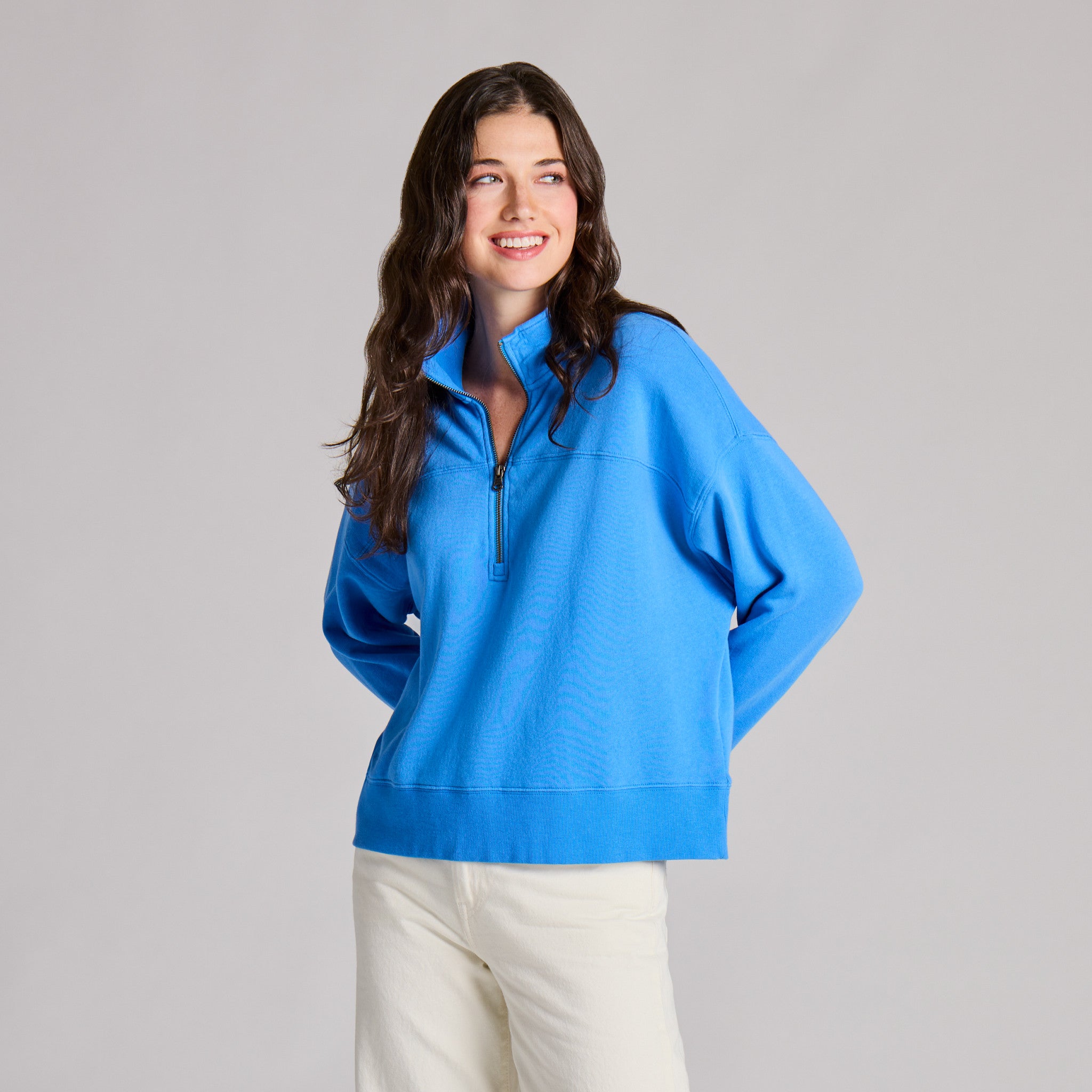 Women's Solid French Terry Boxy Quarter Zip | Shop Life is Good