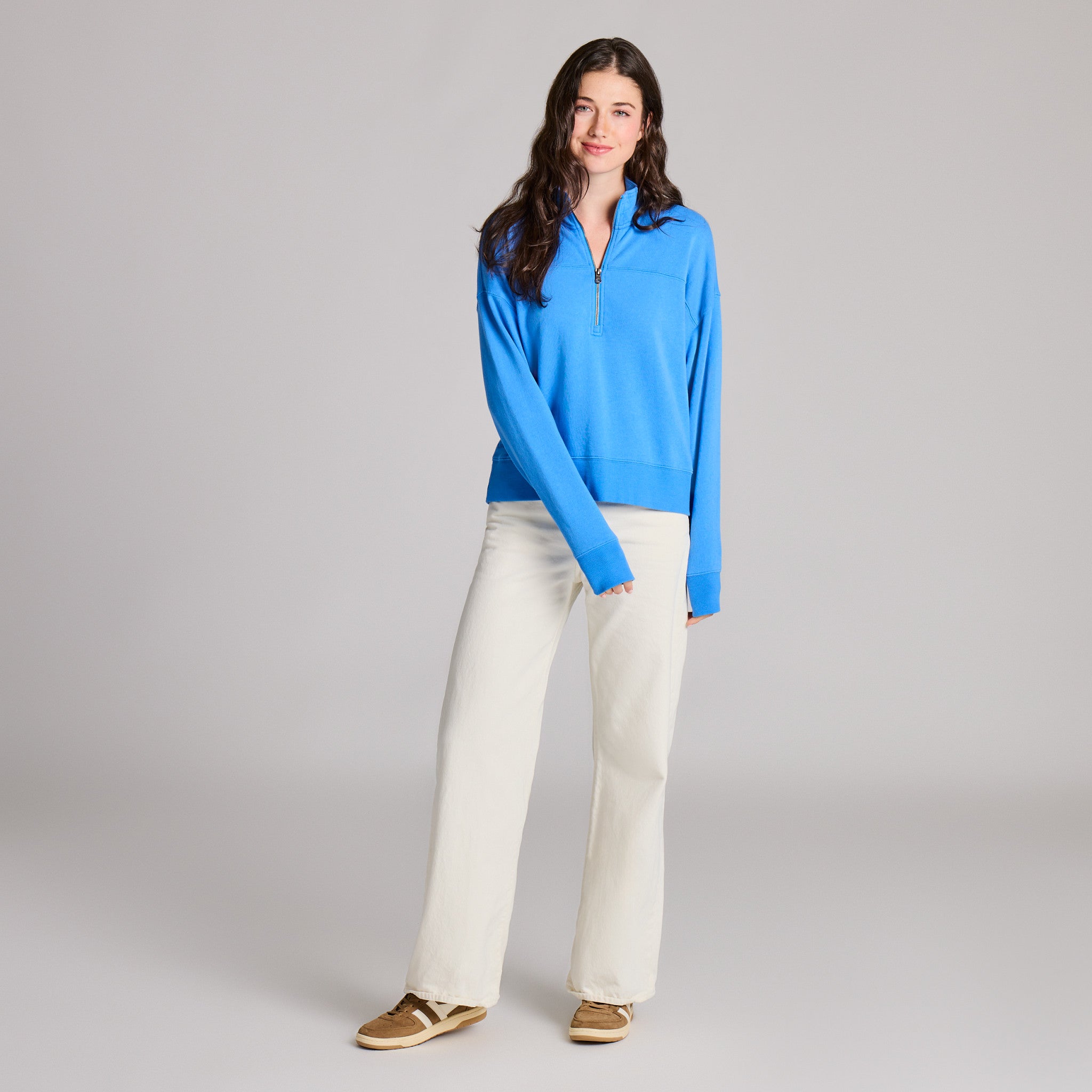 Women's Solid French Terry Boxy Quarter Zip | Shop Life is Good